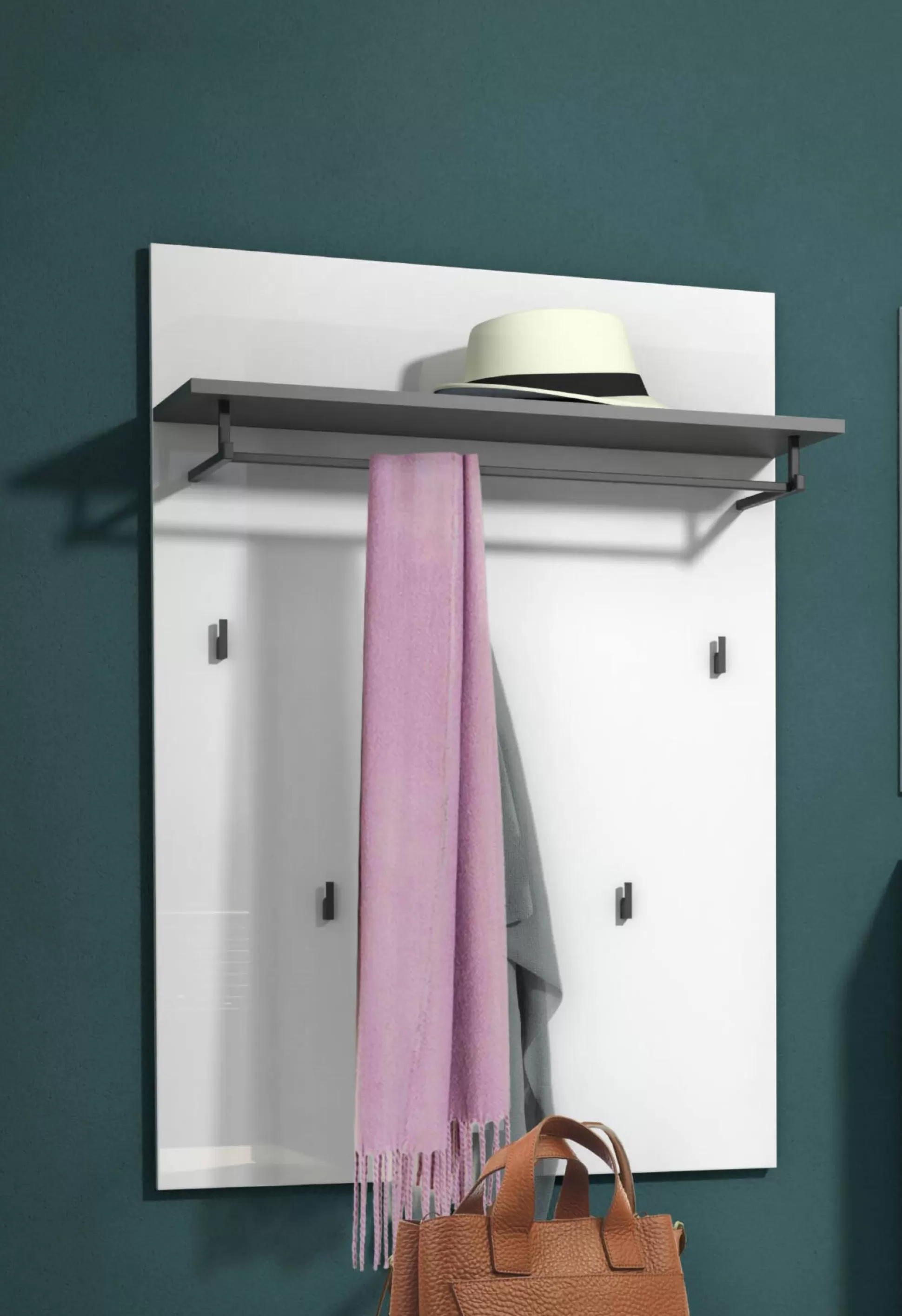 Dmora Attaccapanni<Appendiabiti Dballotour, 80x25h115 cm, Bianco lucido e Antracite