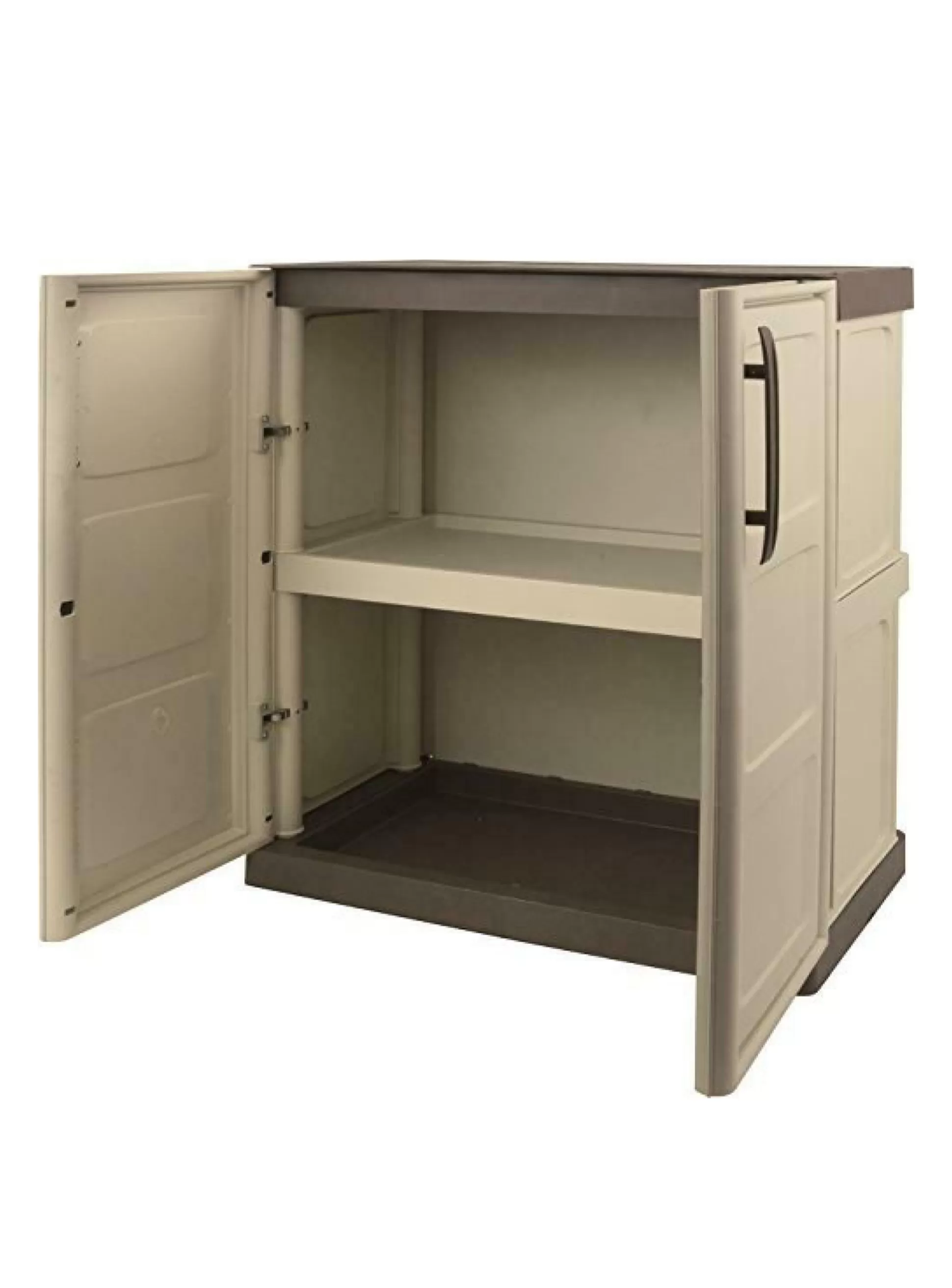 Dmora Armadi Da Esterno<Armadio da esterno Acira, Beige e Marrone, 70x39h86 cm Finitura quadri