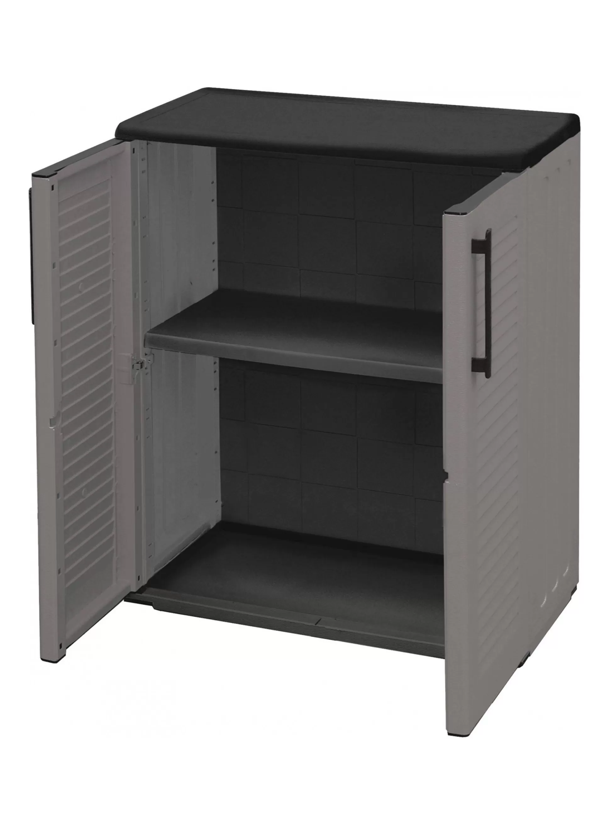 Dmora Armadi Da Esterno<Armadio da esterno Arisa, 68x37h84 cm, Grigio e Nero Finitura righe