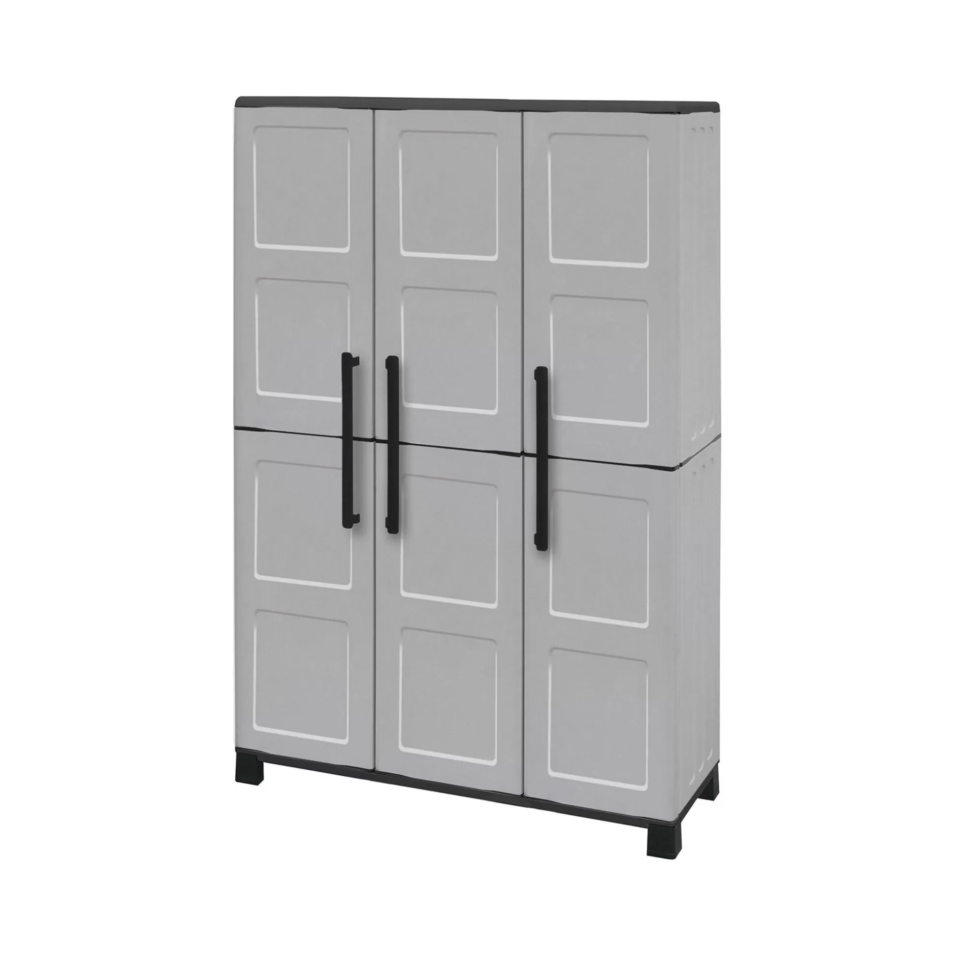 Dmora Armadi Da Esterno<Armadio da esterno Aruro, 102x37h169 cm, Grigio chiaro e Nero Finitura quadri