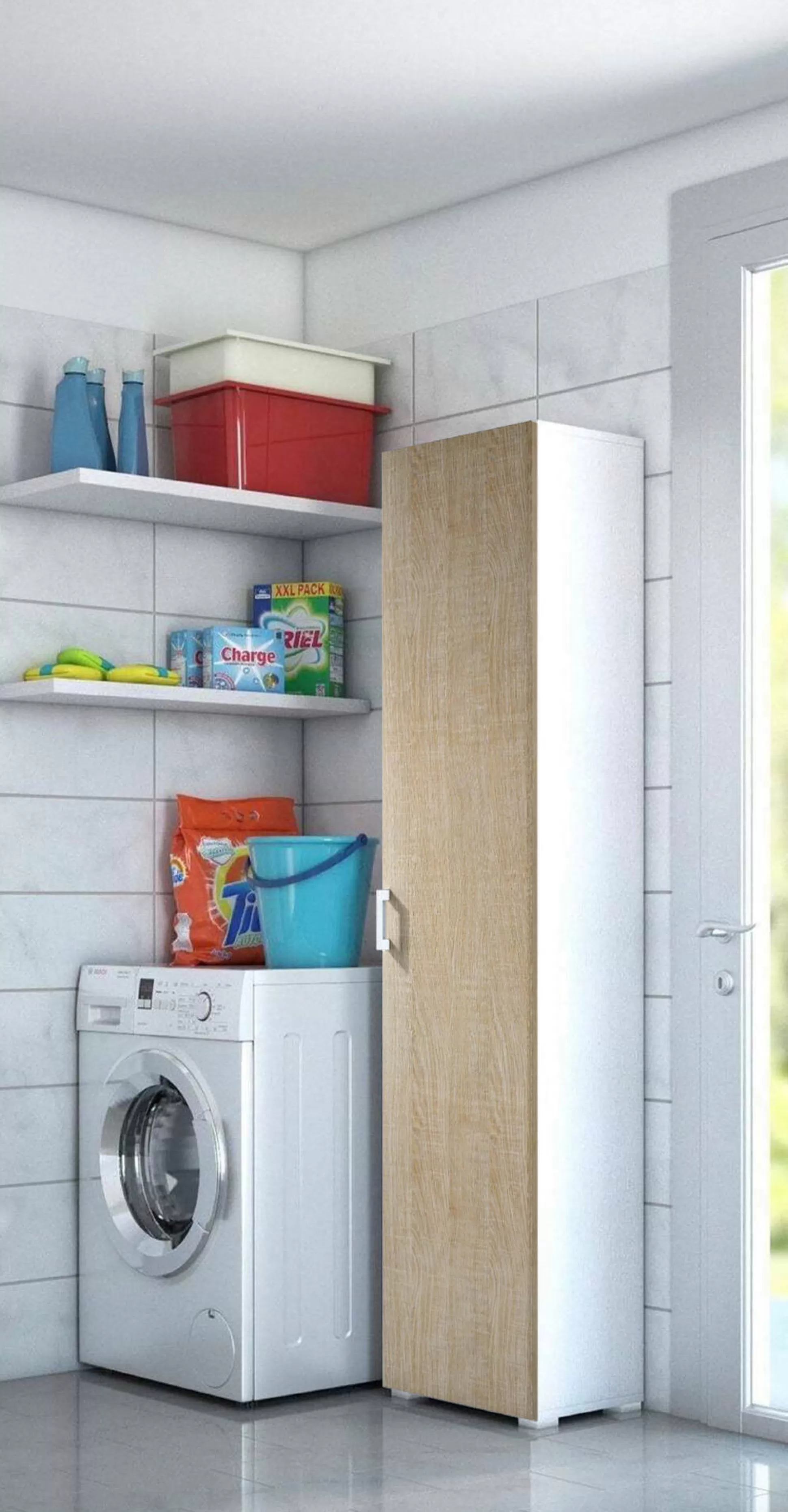 Dmora Armadi Multiuso 1 Anta<Armadio multiuso 1 anta Aloise, 45x45h195 cm, Rovere e Bianco