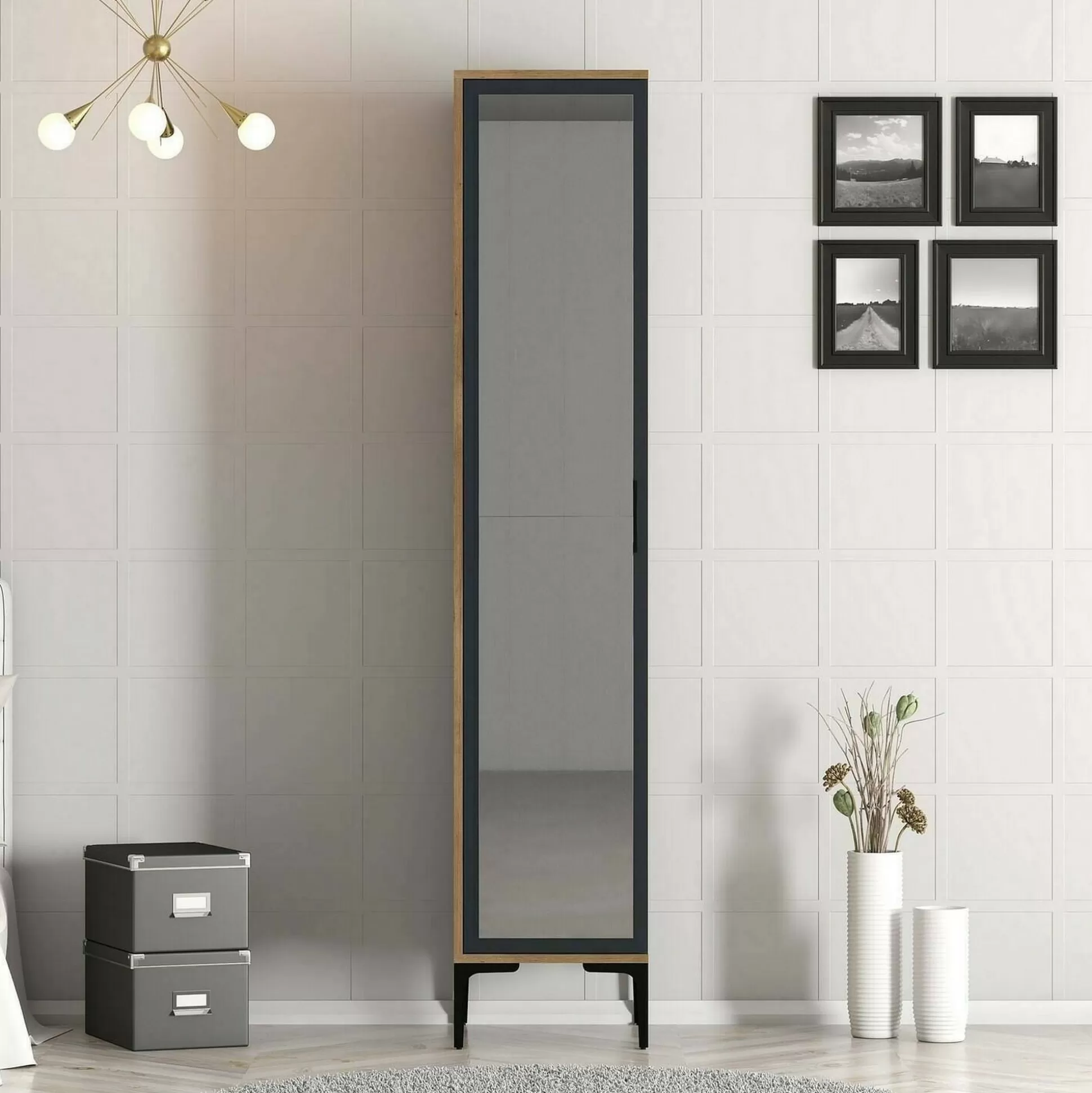 Dmora Armadi Multiuso 1 Anta<Armadio multiuso 1 anta Asfodelo, 40x201h48 cm, Noce e Antracite