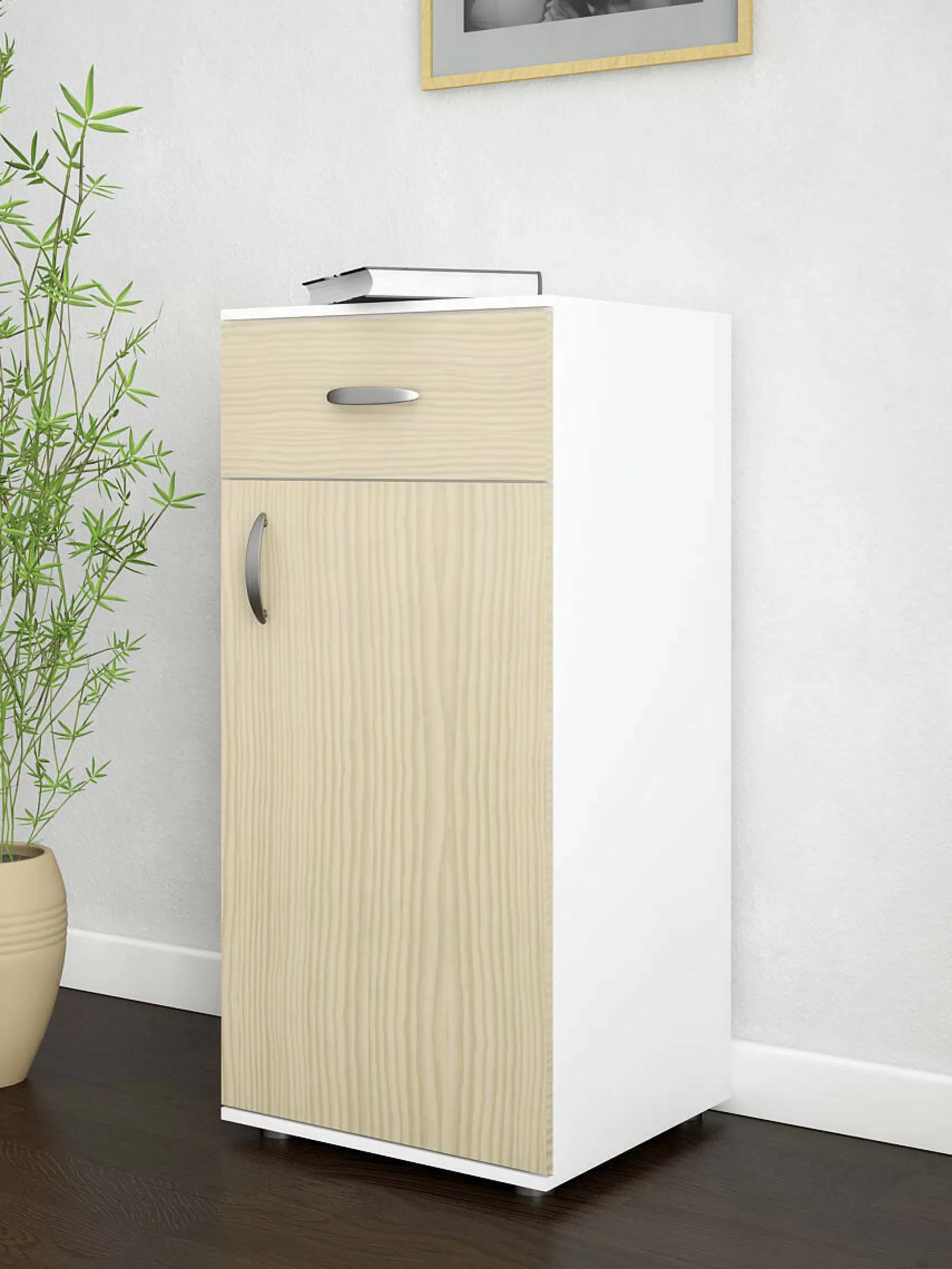 Dmora Armadi Multiuso 1 Anta<Armadio multiuso 1 anta Basiglio, 45x40h85 cm, Bianco e Rovere