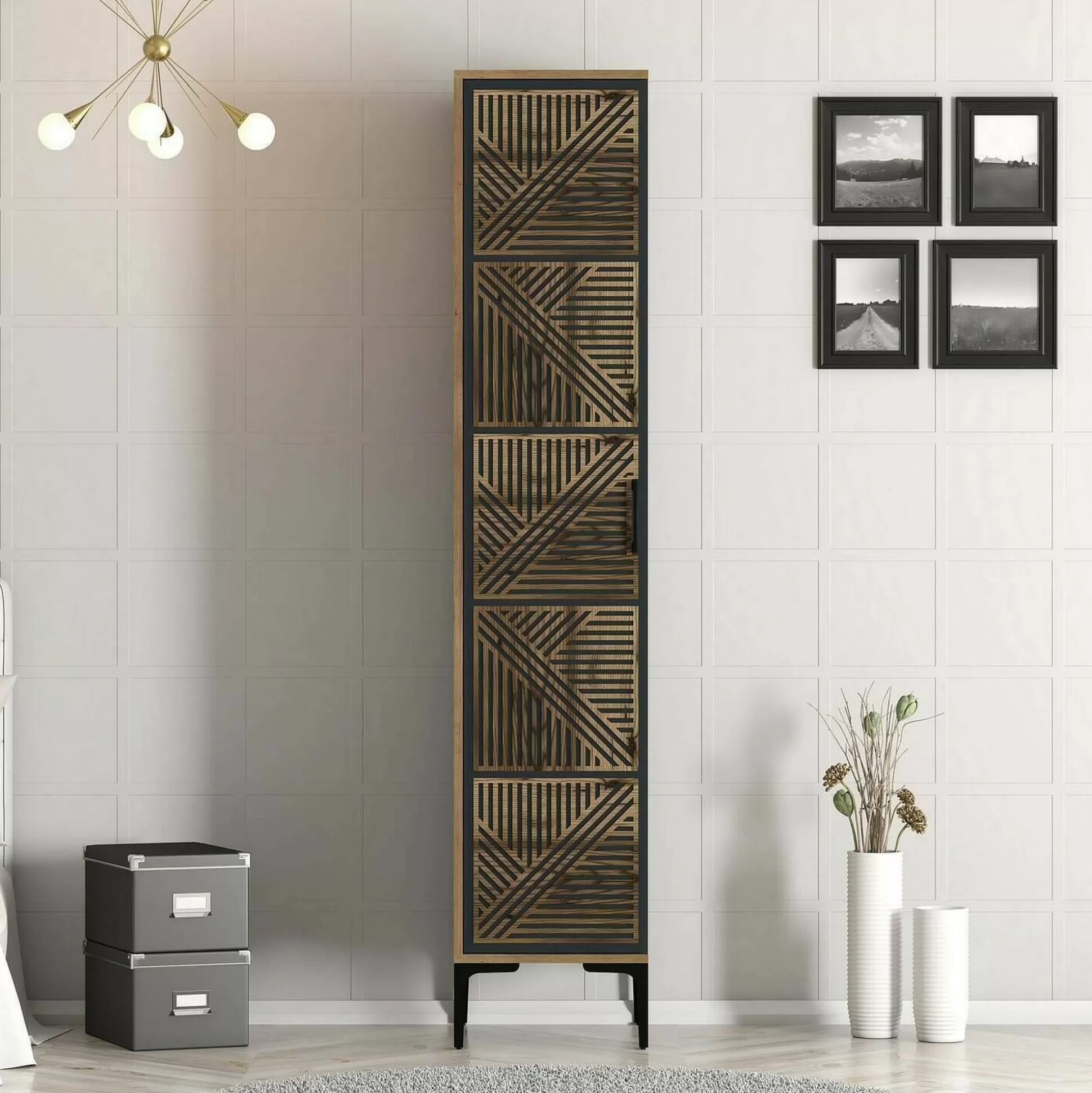 Dmora Armadi Multiuso 1 Anta<Armadio multiuso 1 anta Giusta, 48x40h201 cm, Noce e Antracite