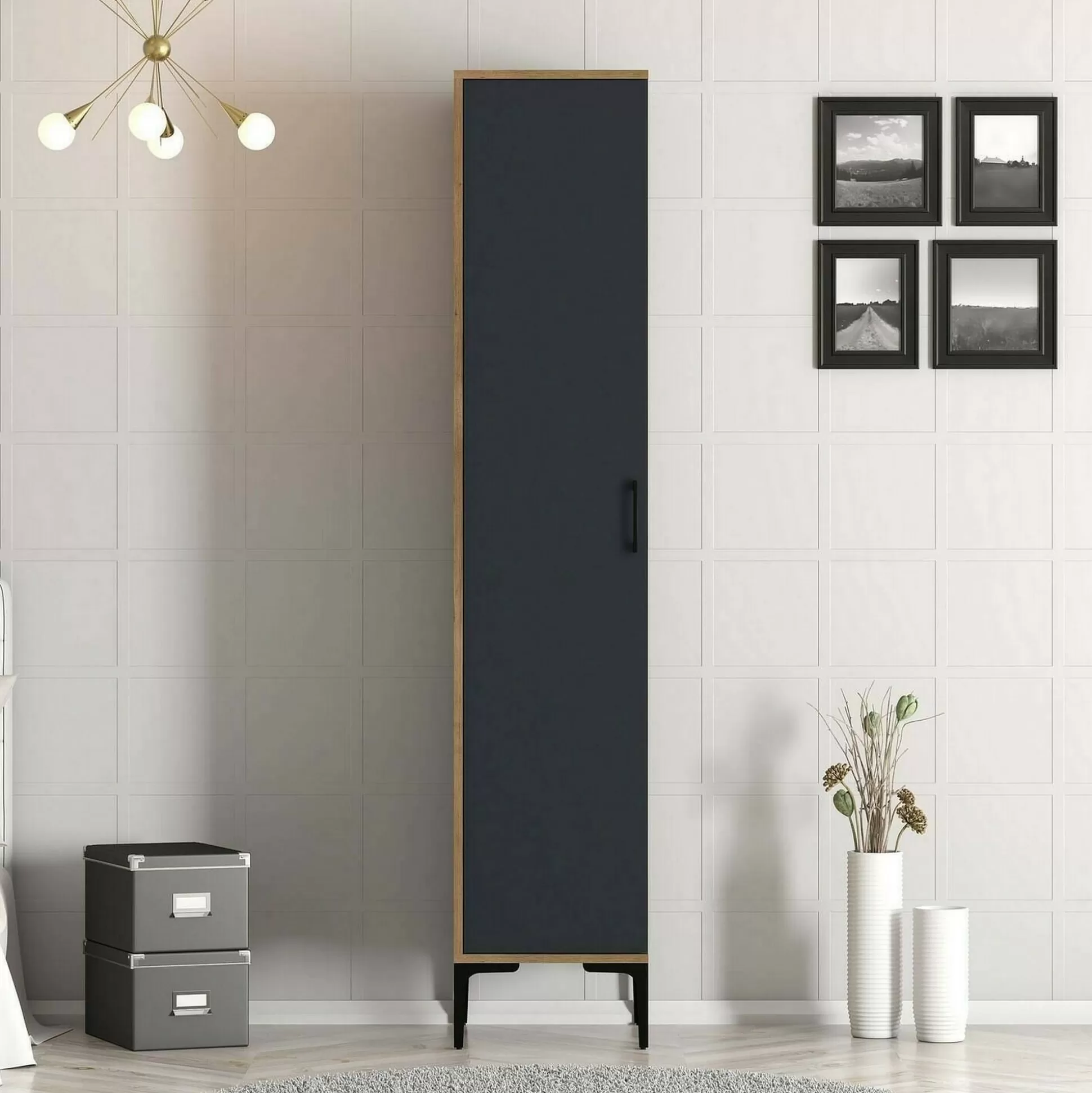 Dmora Armadi Multiuso 1 Anta<Armadio multiuso 1 anta Giusta, 40x201h48 cm, Noce e Antracite