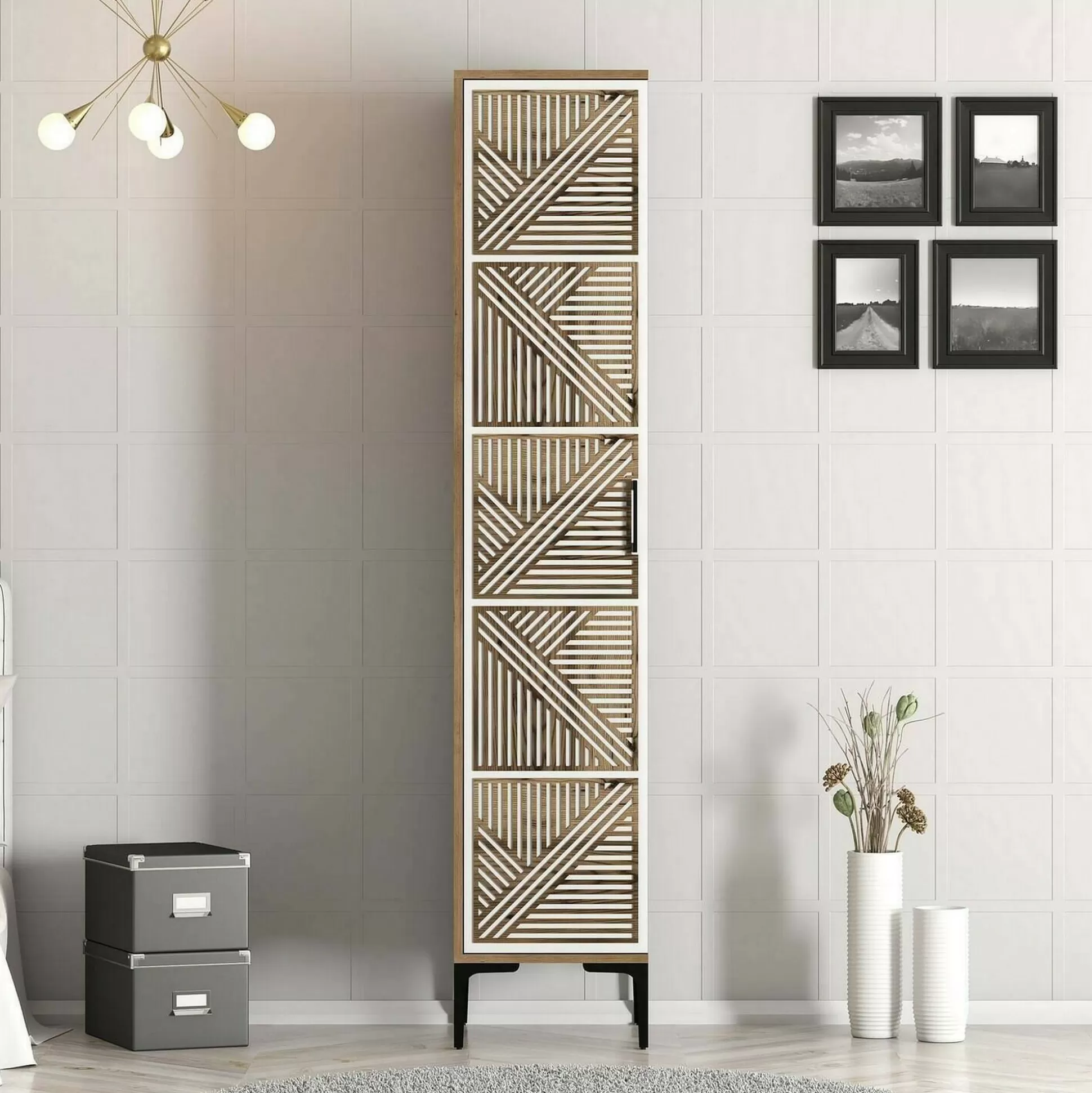 Dmora Armadi Multiuso 1 Anta<Armadio multiuso 1 anta Giusta, 48x40h201 cm, Noce e Bianco