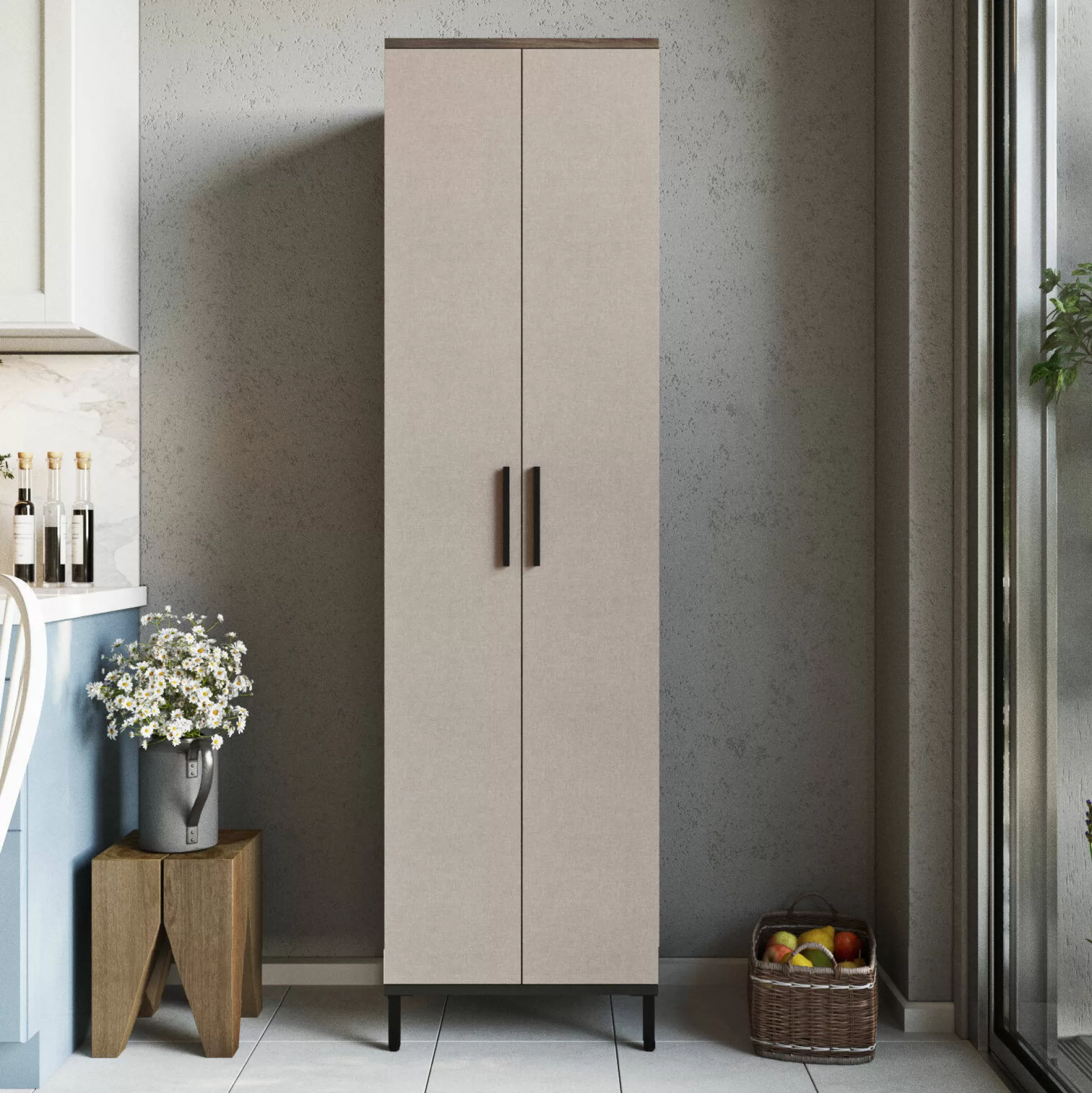Dmora Armadi Multiuso 2 Ante<Armadio multiuso 2 ante Albizia, 50x36 h184 cm, Marrone e Antracite