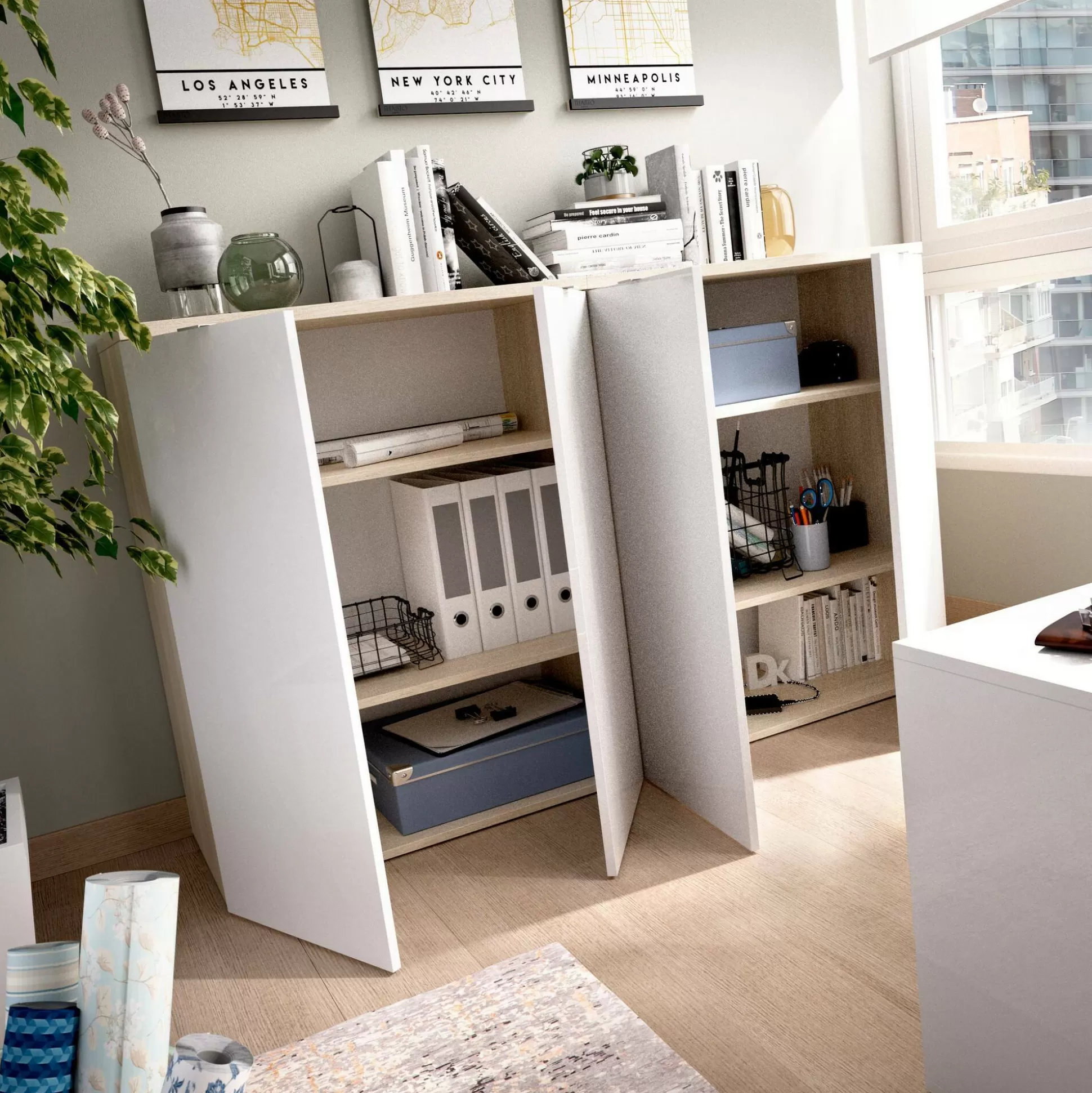 Dmora Armadi Multiuso 2 Ante<Armadio multiuso 2 ante Alicha, 79x40h96 cm, Bianco e Rovere