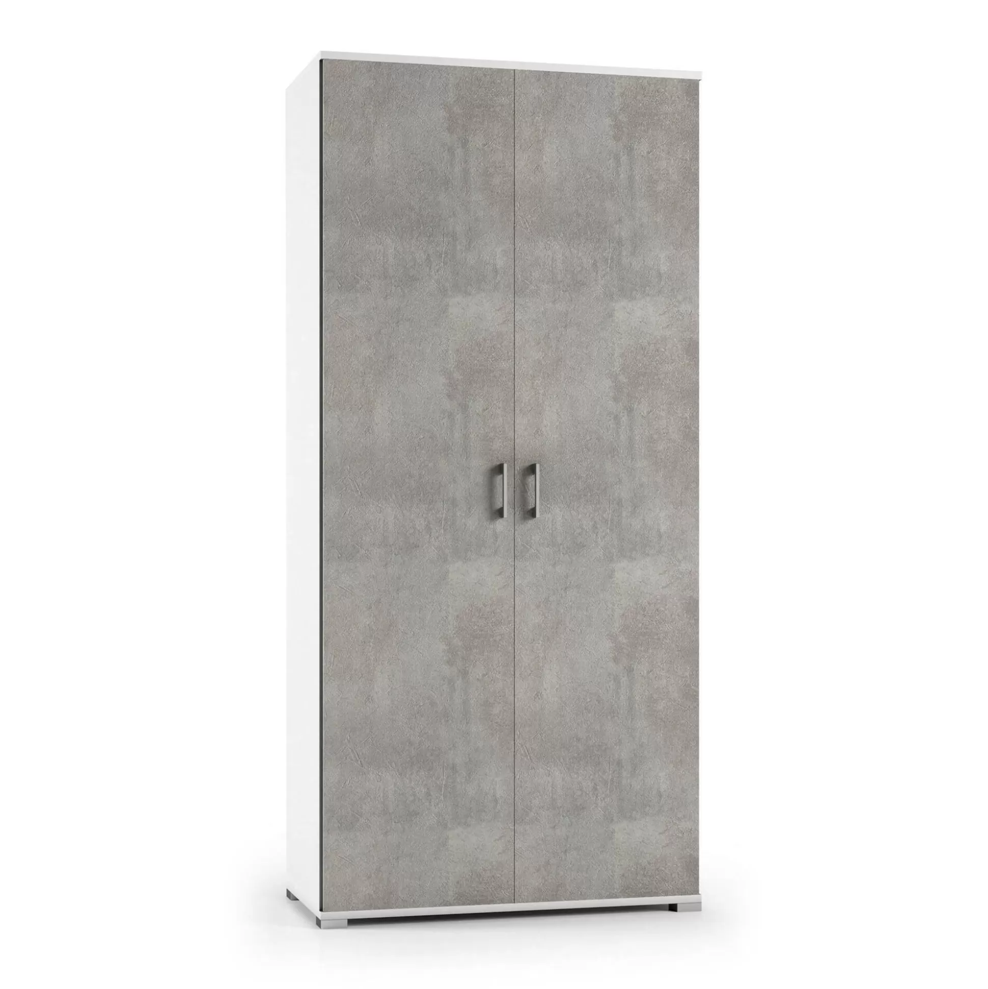 Dmora Armadi Multiuso 2 Ante<Armadio multiuso 2 ante Aliosha, 90x45h195 cm, Cemento e Bianco
