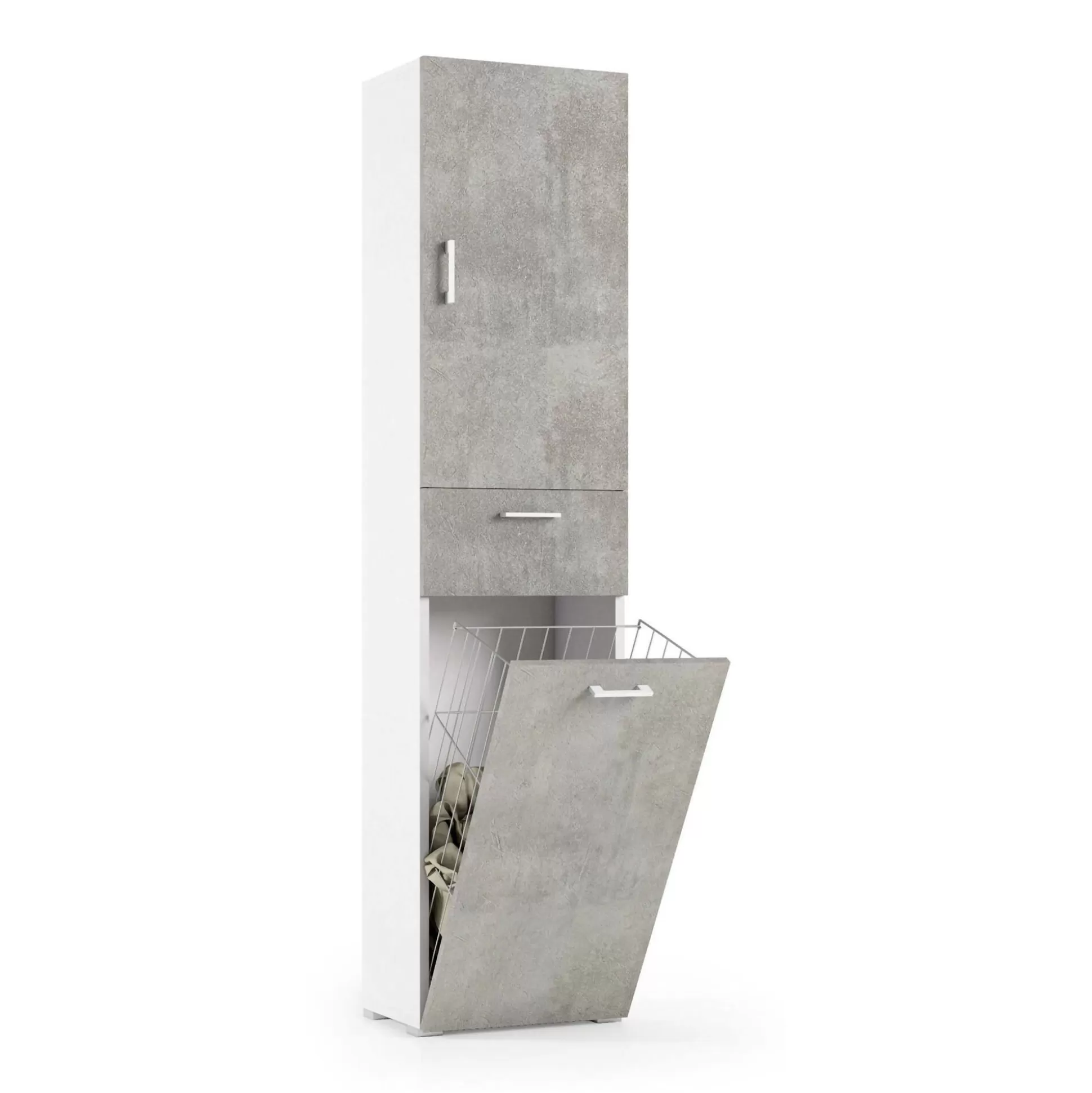 Dmora Armadi Multiuso 2 Ante<Armadio multiuso 2 ante Aryanne, 45x32h195 cm, Cemento e Bianco