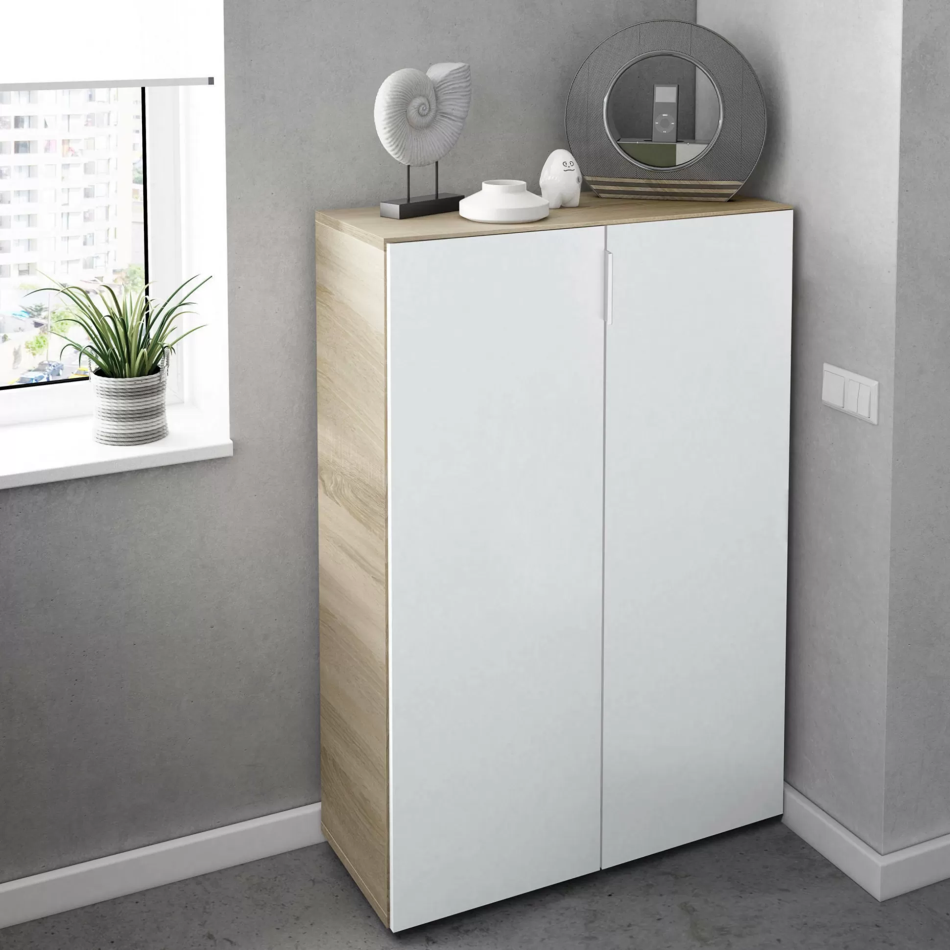 Dmora Armadi Multiuso 2 Ante<Armadio multiuso 2 ante Athenodora, 70x36h103 cm, Rovere e Bianco