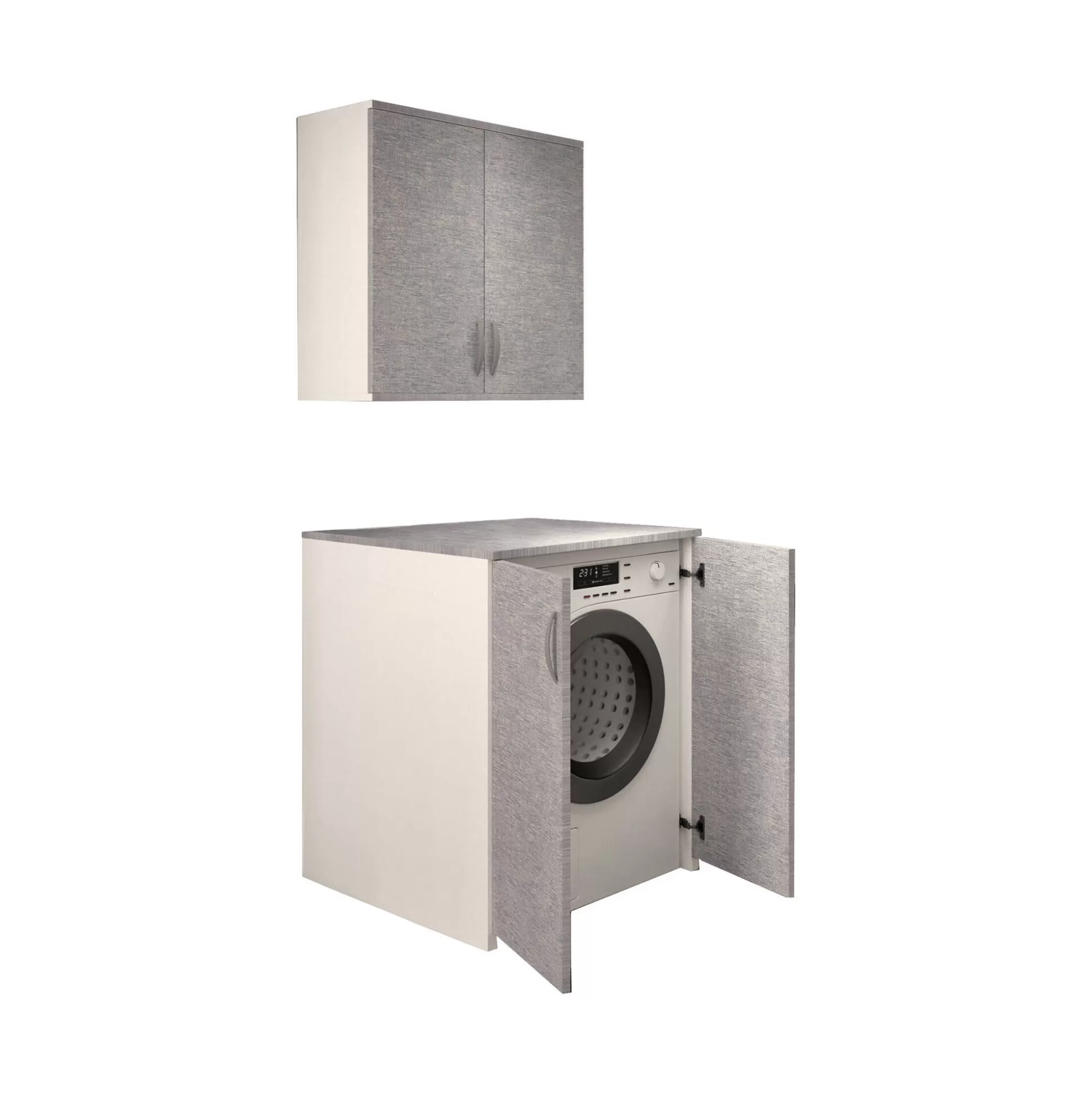 Dmora Armadi Multiuso 2 Ante<Armadio multiuso 2 ante Atzara, 76x70h90 cm, Bianco e Grigio