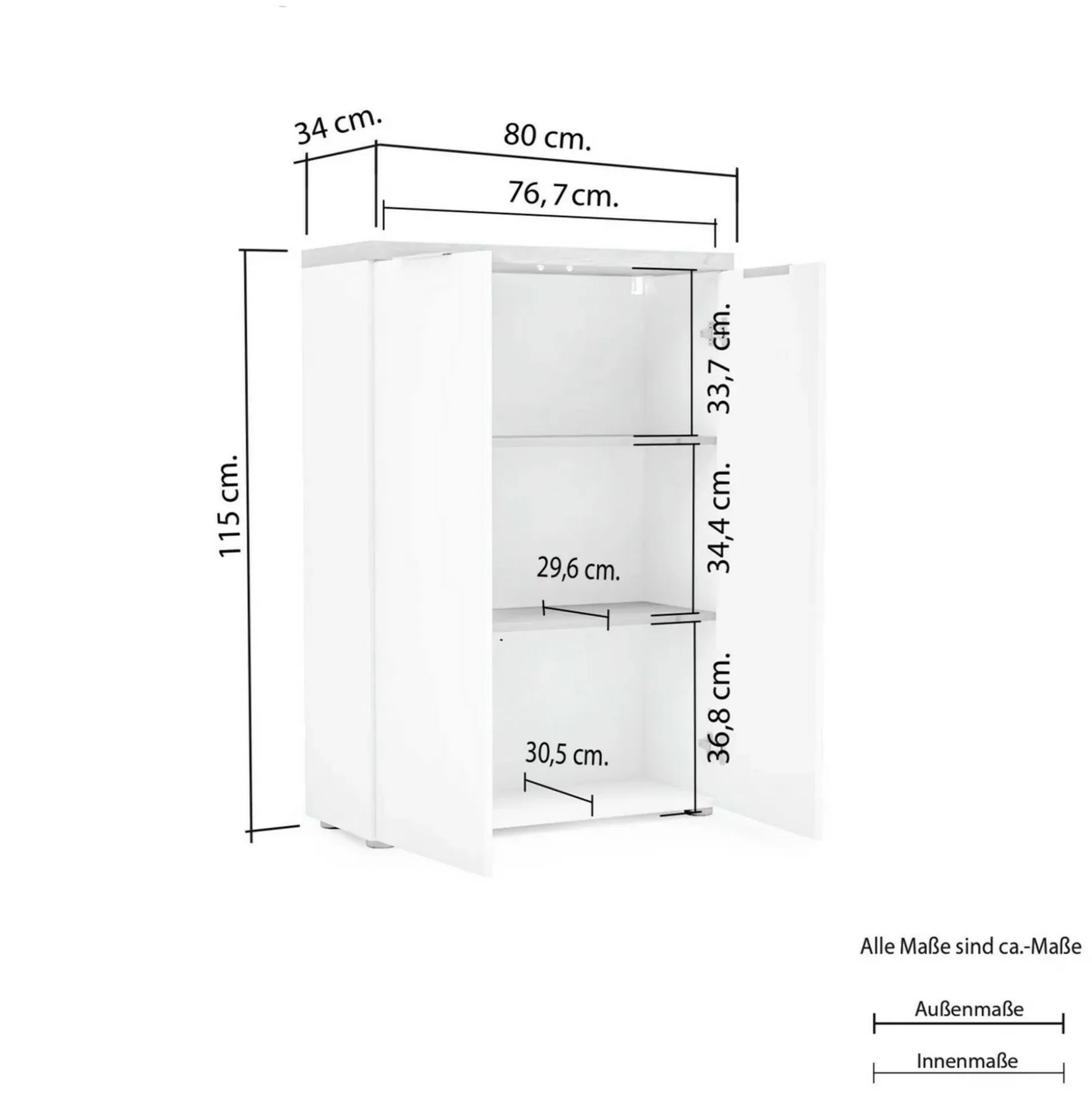 Dmora Armadi Multiuso 2 Ante<Armadio multiuso 2 ante Ddifilipp, 80x34h115 cm, Bianco lucido e Rovere