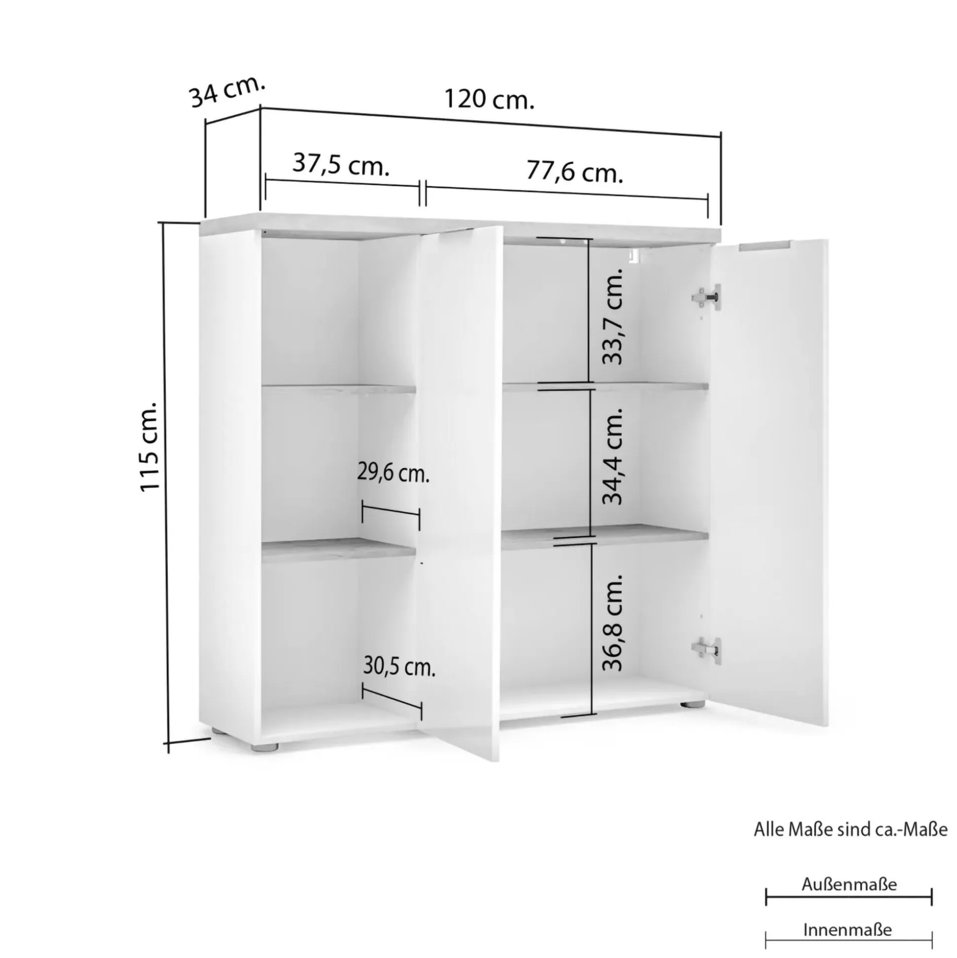 Dmora Armadi Multiuso 2 Ante<Armadio multiuso 2 ante Ddigennar, 120x34h115 cm, Bianco lucido e Rovere