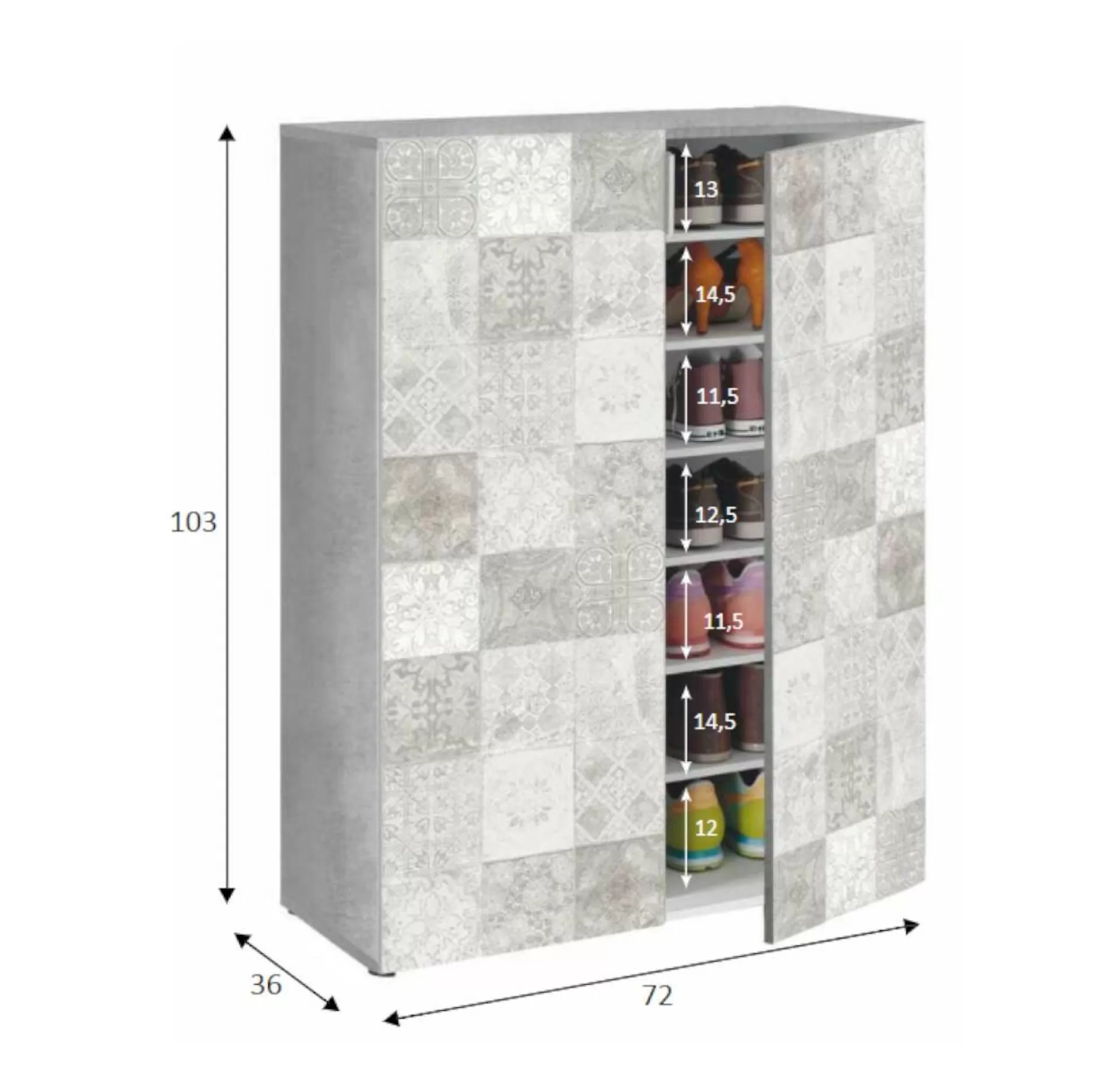 Dmora Armadi Multiuso 2 Ante<Armadio multiuso 2 ante Dlel, 70x36h103 cm, con dettagli