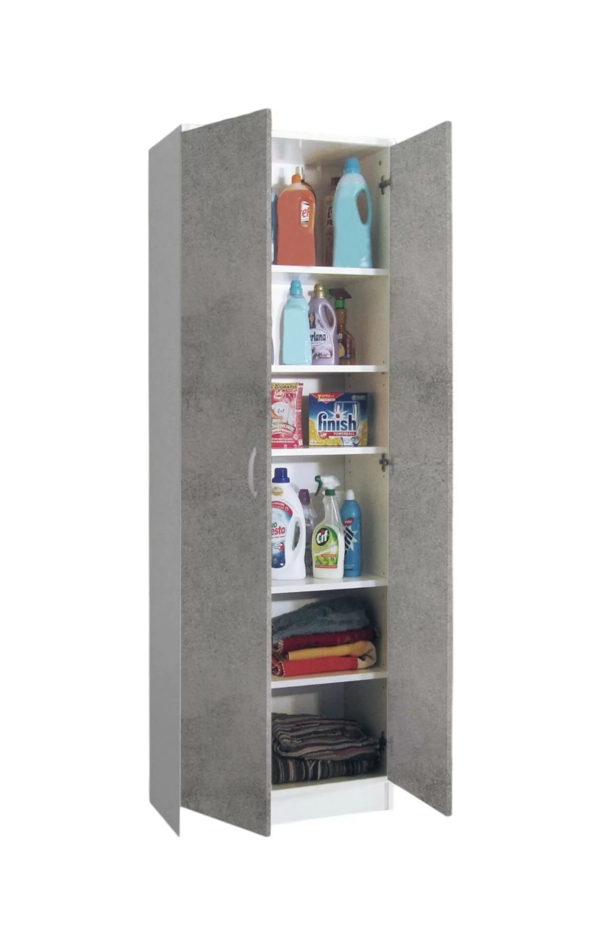 Dmora Armadi Multiuso 2 Ante<Armadio multiuso 2 ante Dradic, 72x36h186 cm, Bianco e Cemento