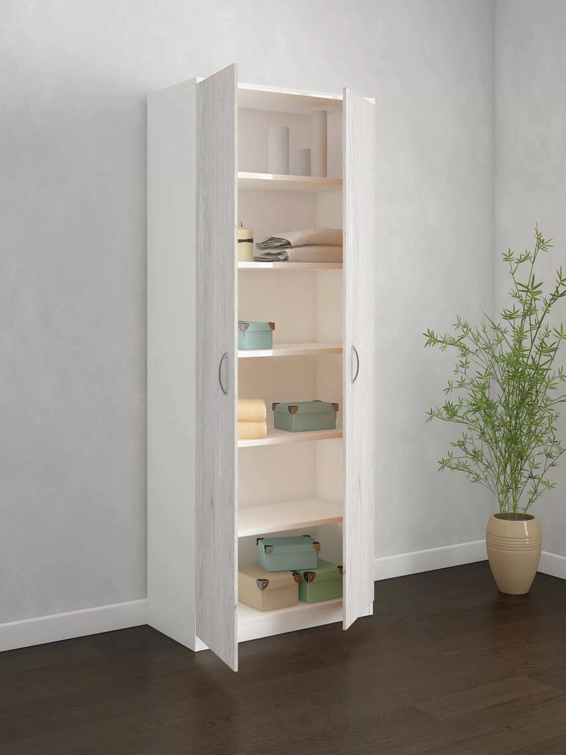 Dmora Armadi Multiuso 2 Ante<Armadio multiuso 2 ante Ermanno, 72x36h186 cm, Bianco e Rovere