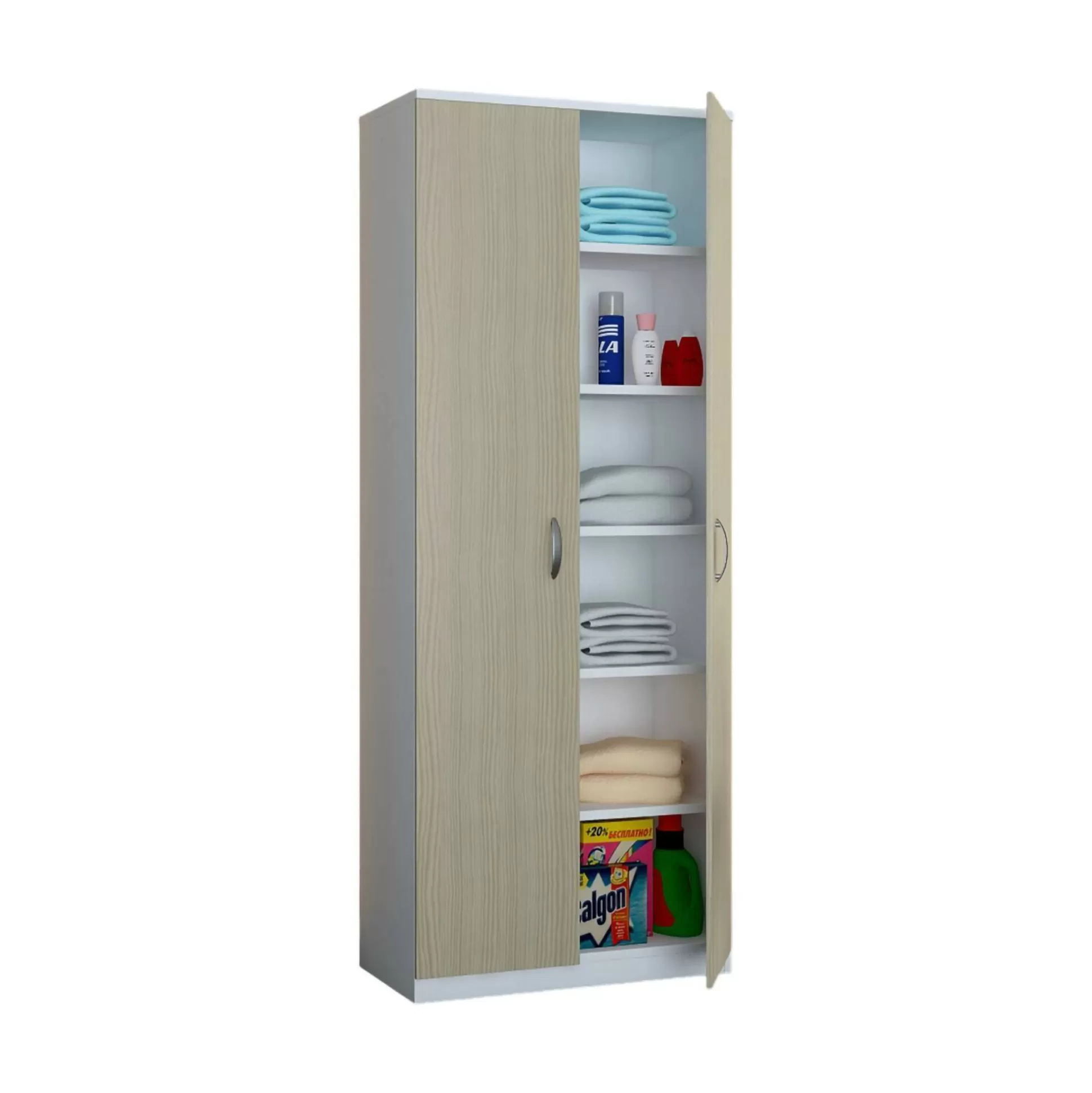 Dmora Armadi Multiuso 2 Ante<Armadio multiuso 2 ante Ermanno, 72x36h186 cm, Bianco e Rovere