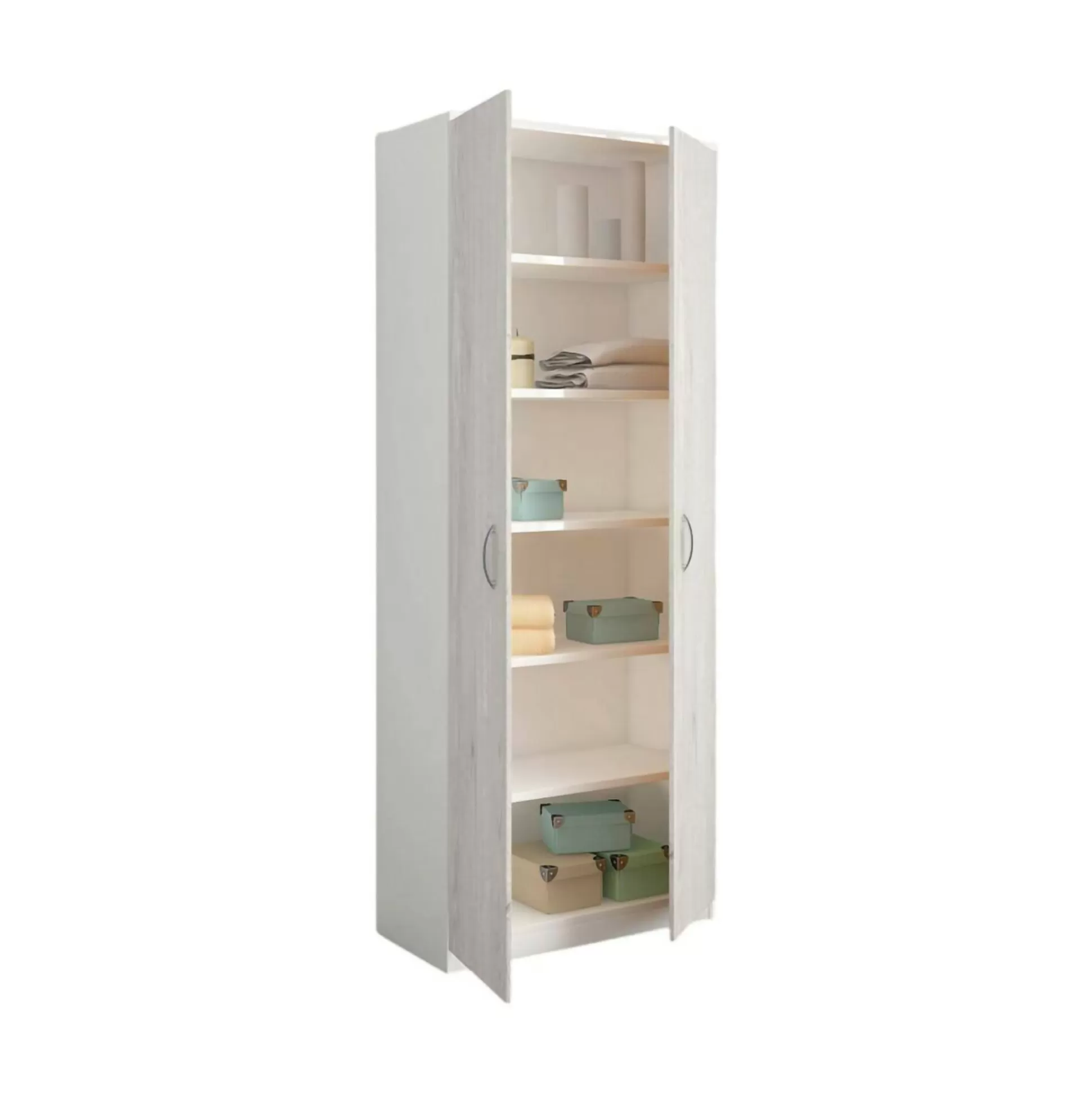 Dmora Armadi Multiuso 2 Ante<Armadio multiuso 2 ante Ermanno, 72x36h186 cm, Bianco e Rovere
