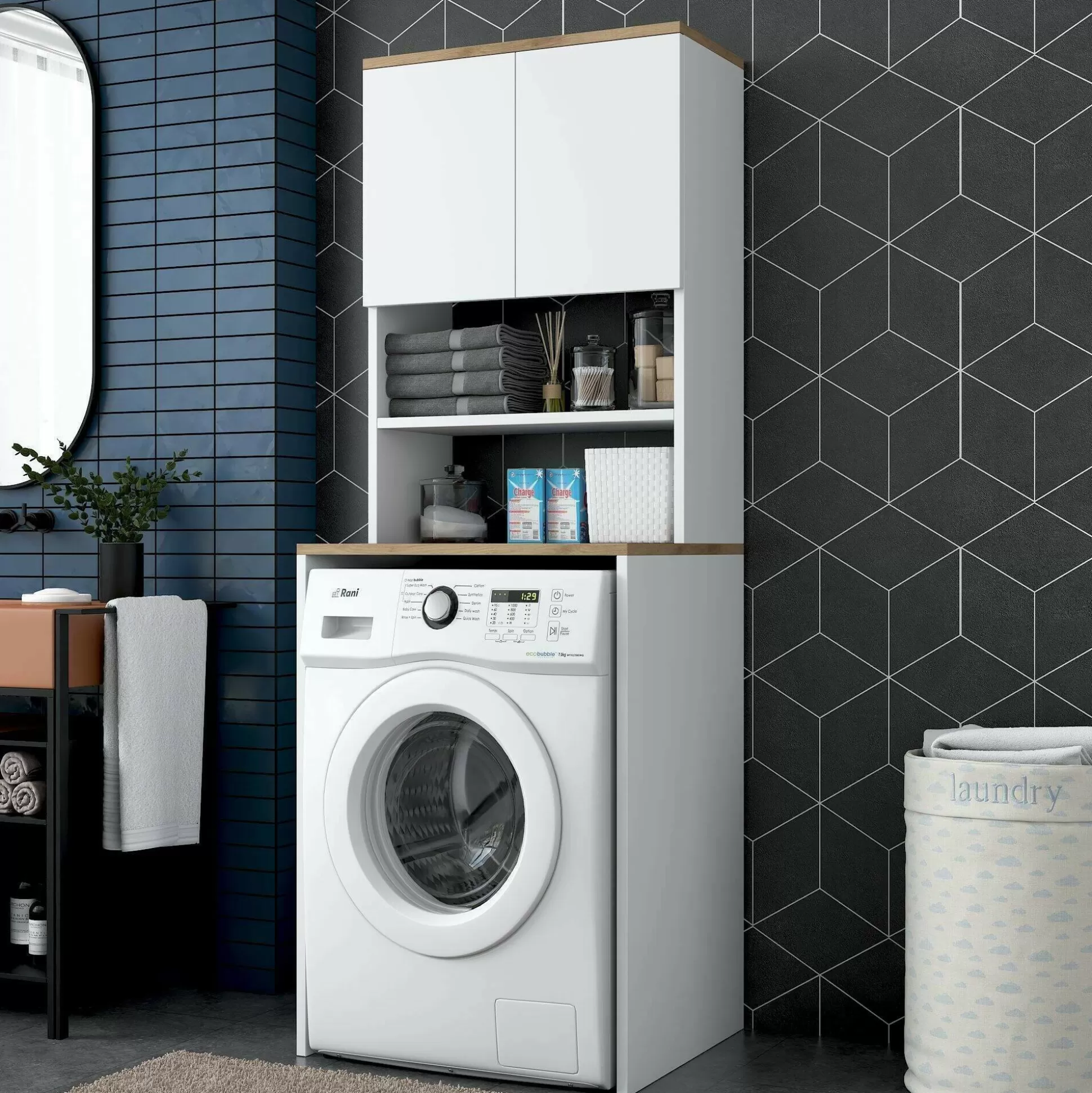 Dmora Armadi Multiuso 2 Ante<Armadio multiuso 2 ante Fiamma, 65x60h184 cm, Bianco e Noce