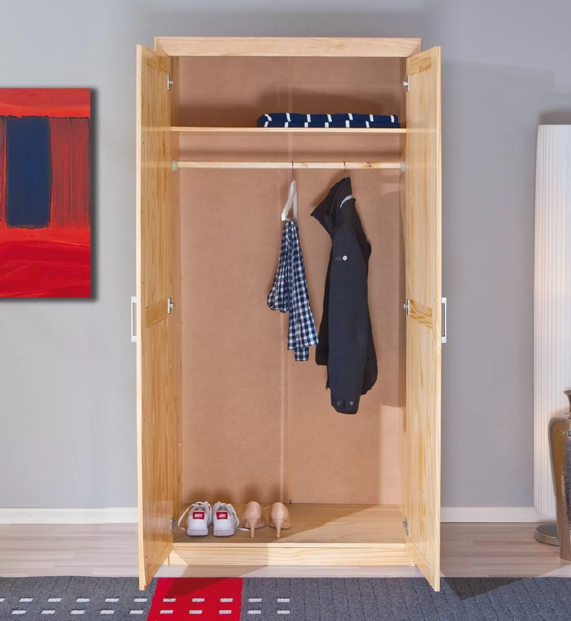 Dmora Armadi Multiuso 2 Ante<Armadio multiuso 2 ante Hamburg, Mobile multifunzionale, Mobiletto scarpiera, Guardaroba porta scarpe, 95x55 h190 cm,