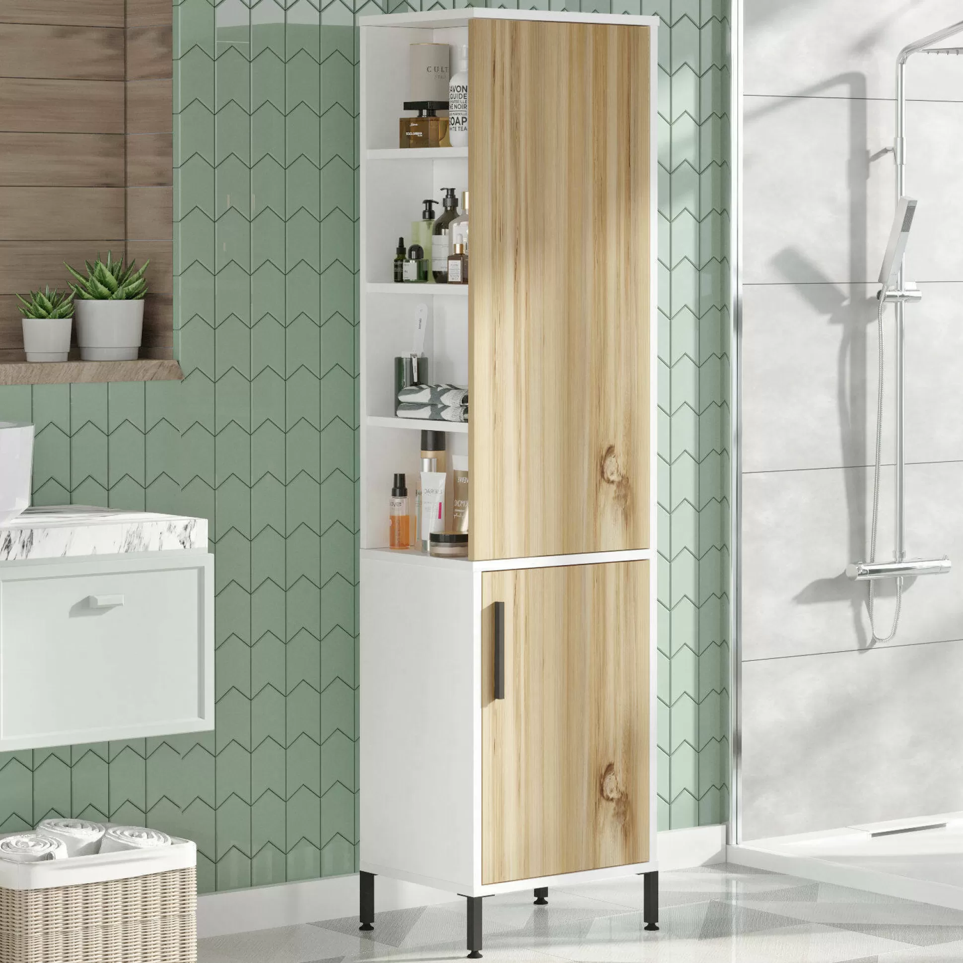 Dmora Armadi Multiuso 2 Ante<Armadio multiuso 2 ante Ramil, 45x36 h174 cm, Noce e Bianco