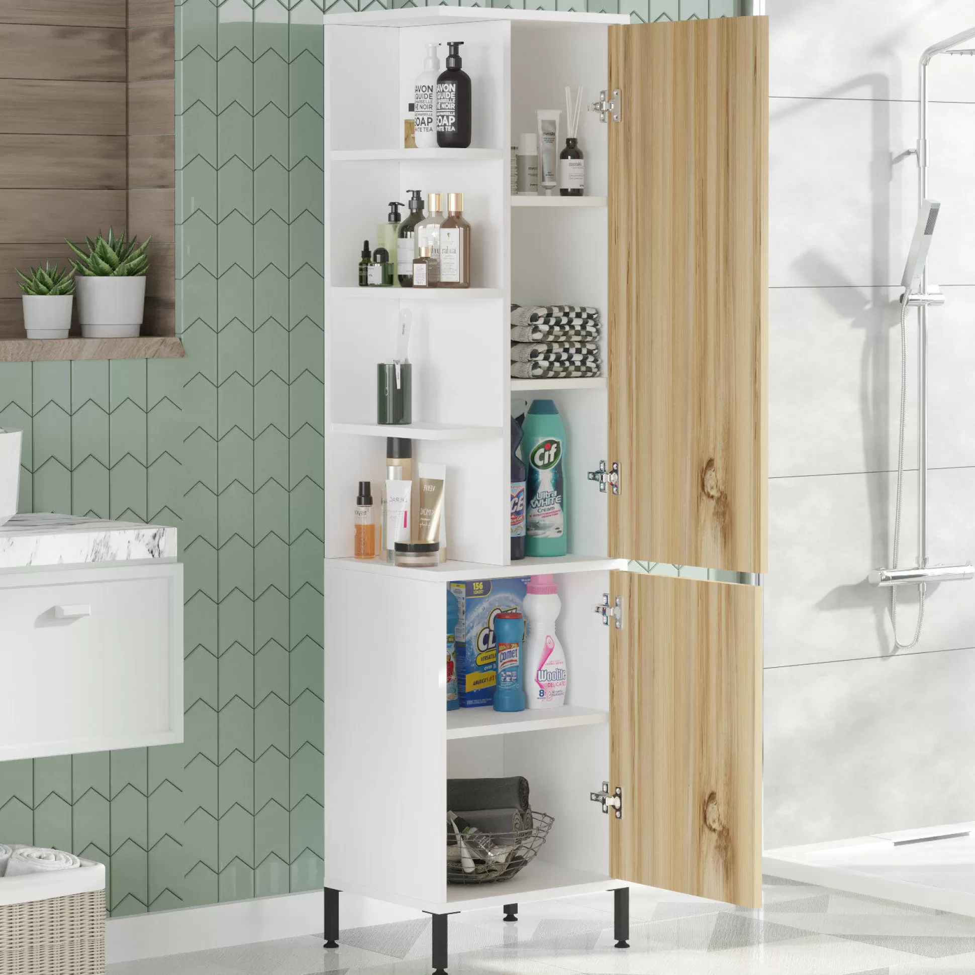 Dmora Armadi Multiuso 2 Ante<Armadio multiuso 2 ante Ramil, 45x36 h174 cm, Noce e Bianco