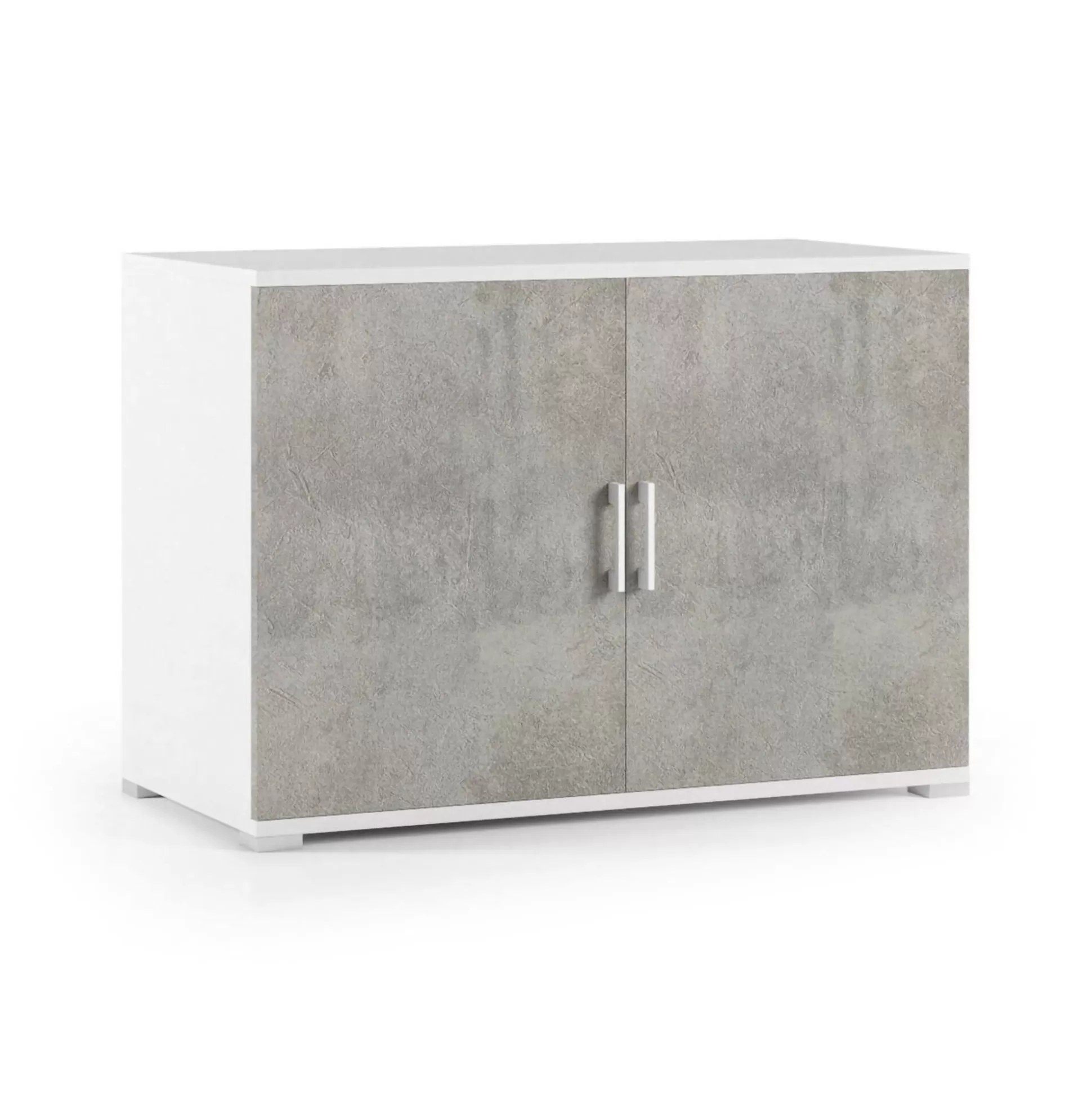 Dmora Armadi Multiuso 2 Ante<Armadio multiuso 2 ante Serafinito, 90x45h66 cm, Cemento e Bianco