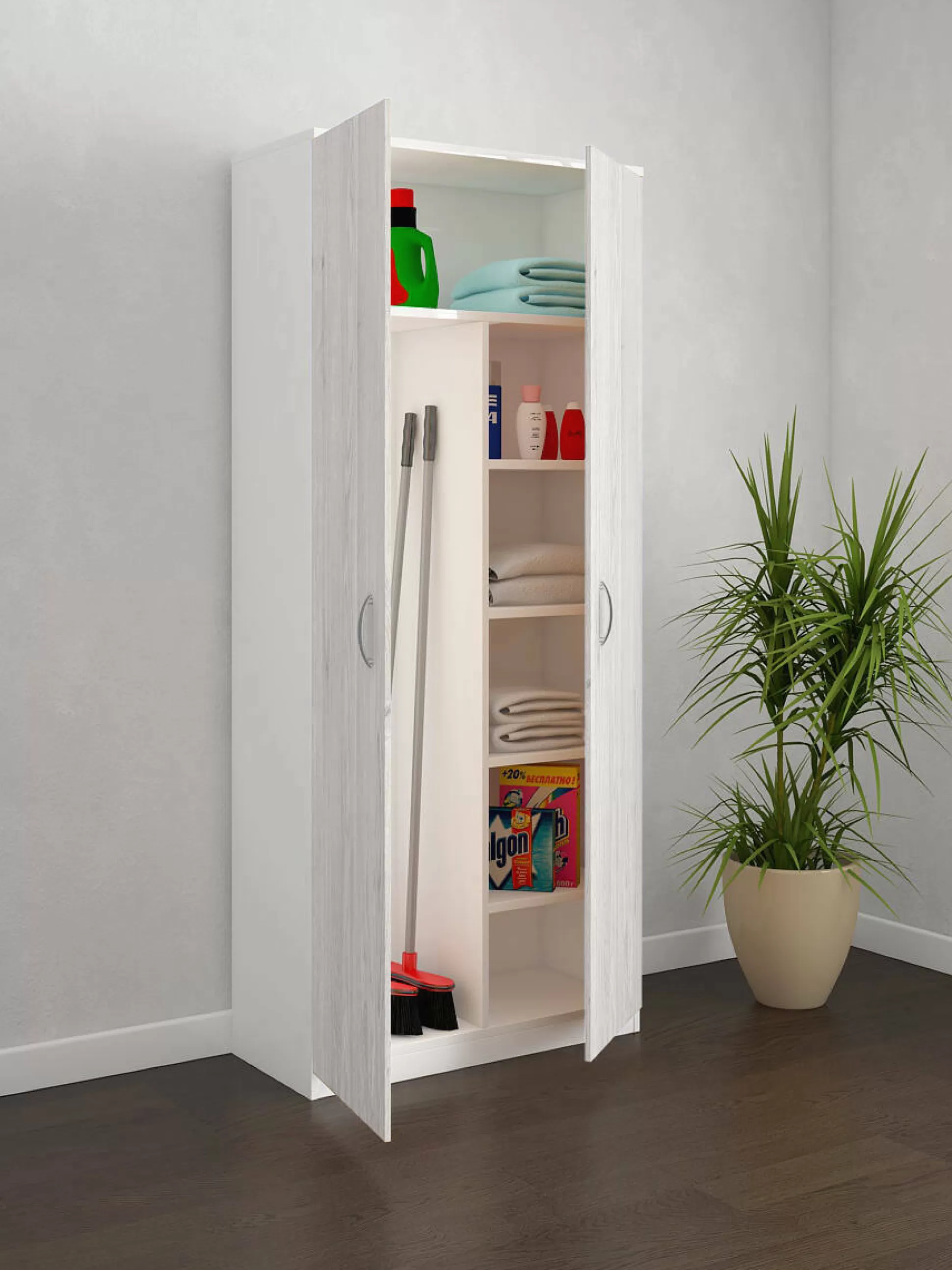 Dmora Armadi Multiuso 2 Ante<Armadio multiuso 2 ante Shiro, 72x36h186 cm, Bianco e Rovere