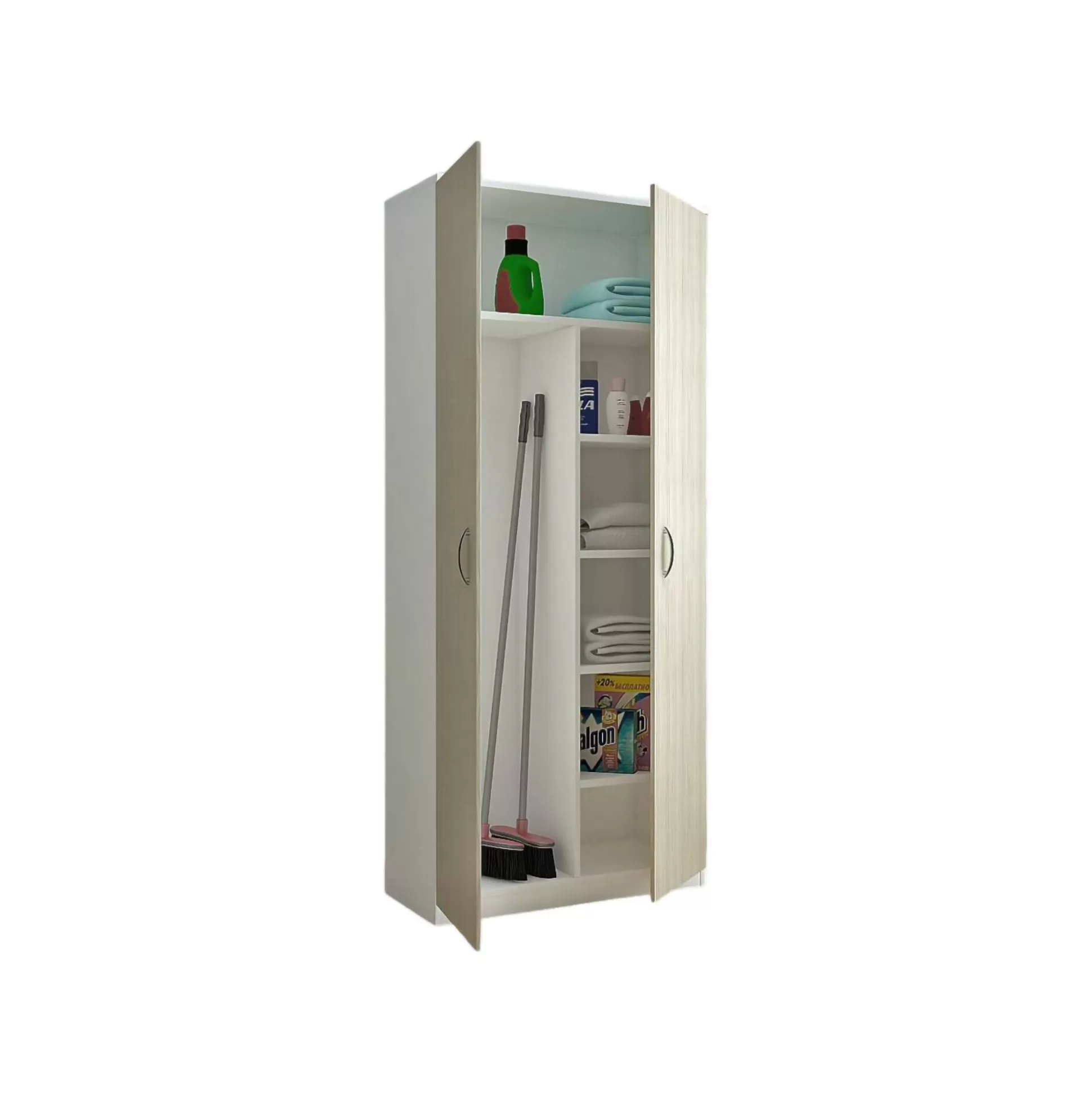 Dmora Armadi Multiuso 2 Ante<Armadio multiuso 2 ante Shiro, 72x36h186 cm, Bianco e Rovere
