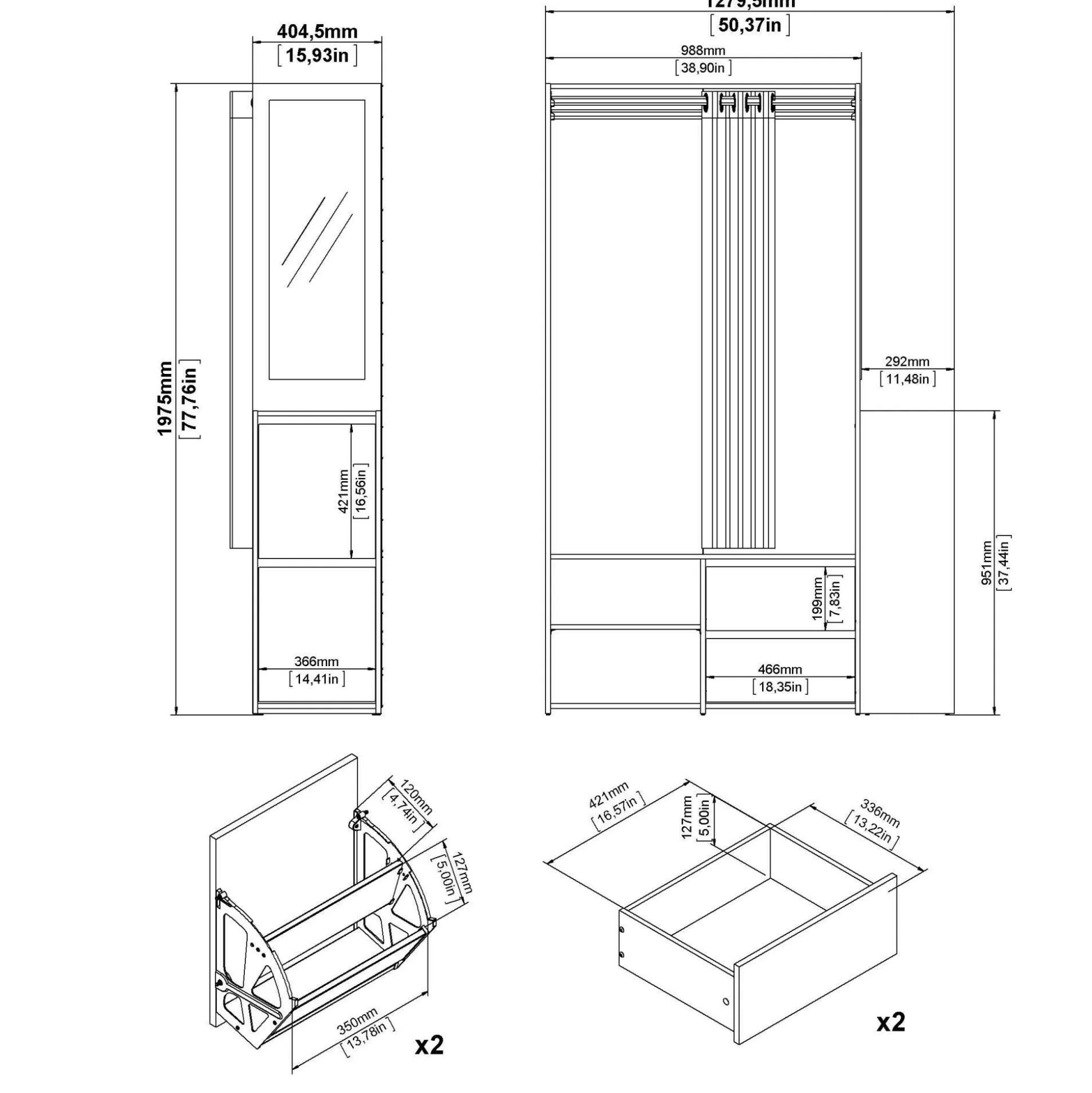 Dmora Altri Armadi Multiuso<Armadio multiuso grande Amaranto, 40x128 h198 cm, Rovere e Bianco