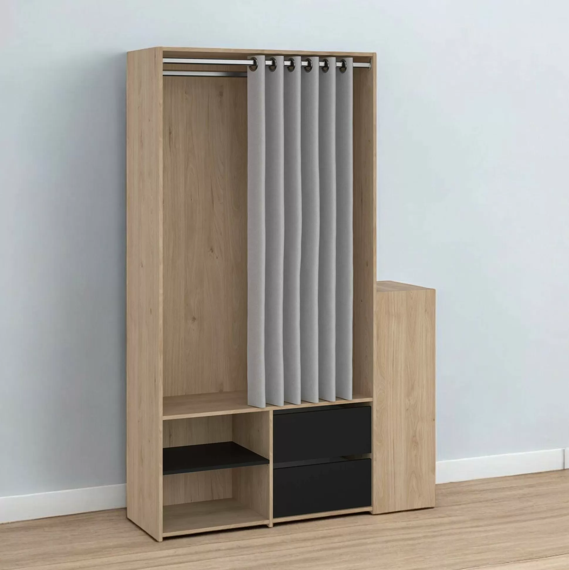 Dmora Altri Armadi Multiuso<Armadio multiuso grande Drein, 40x128 h198 cm, Rovere e Nero