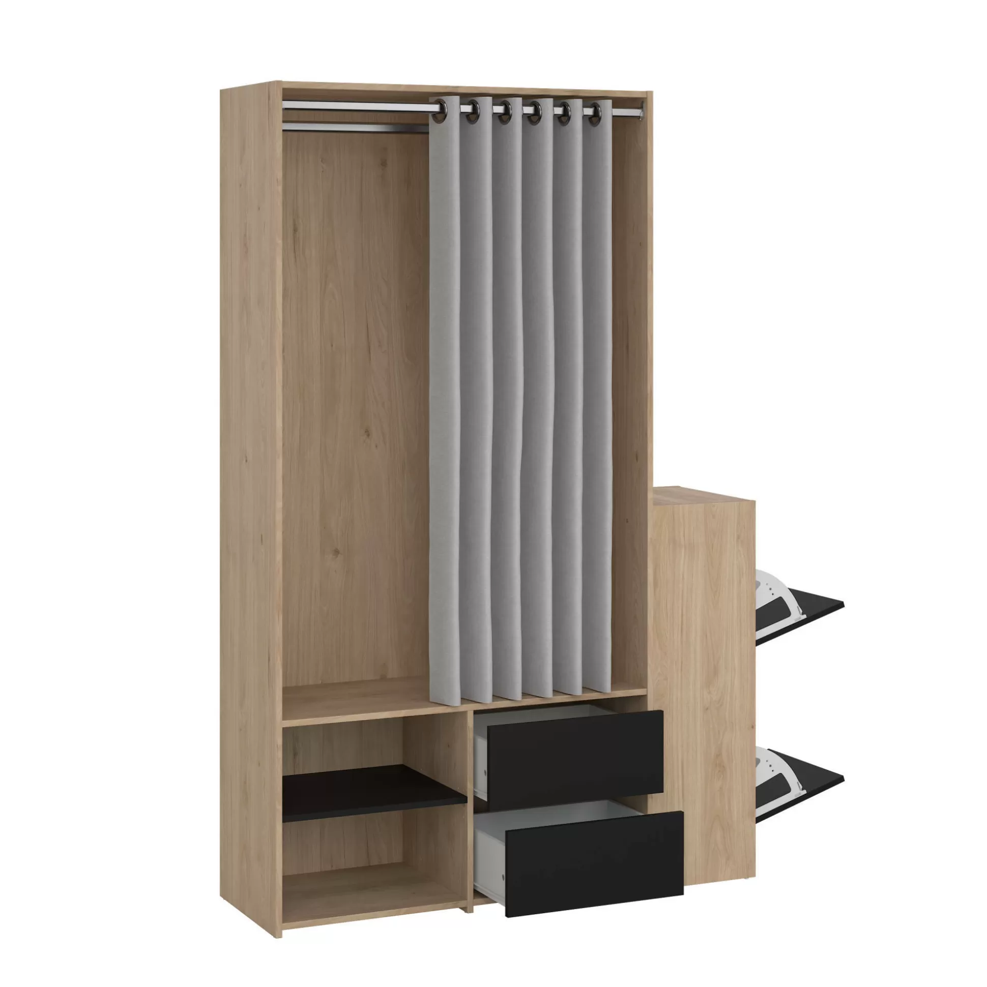 Dmora Altri Armadi Multiuso<Armadio multiuso grande Drein, 40x128 h198 cm, Rovere e Nero