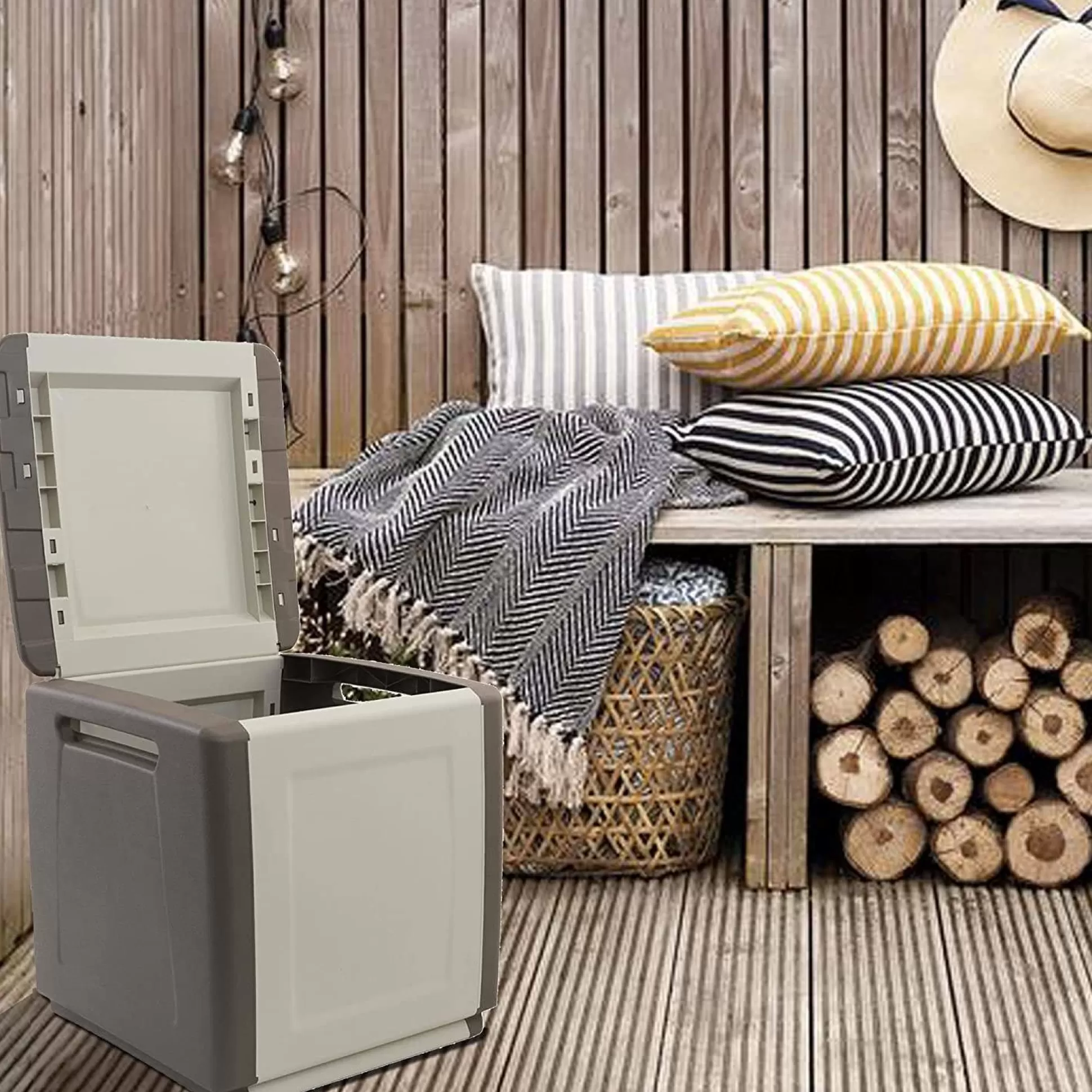 Dmora Bauli<Baule Azziuro, 54x53h57 cm, Beige e Marrone