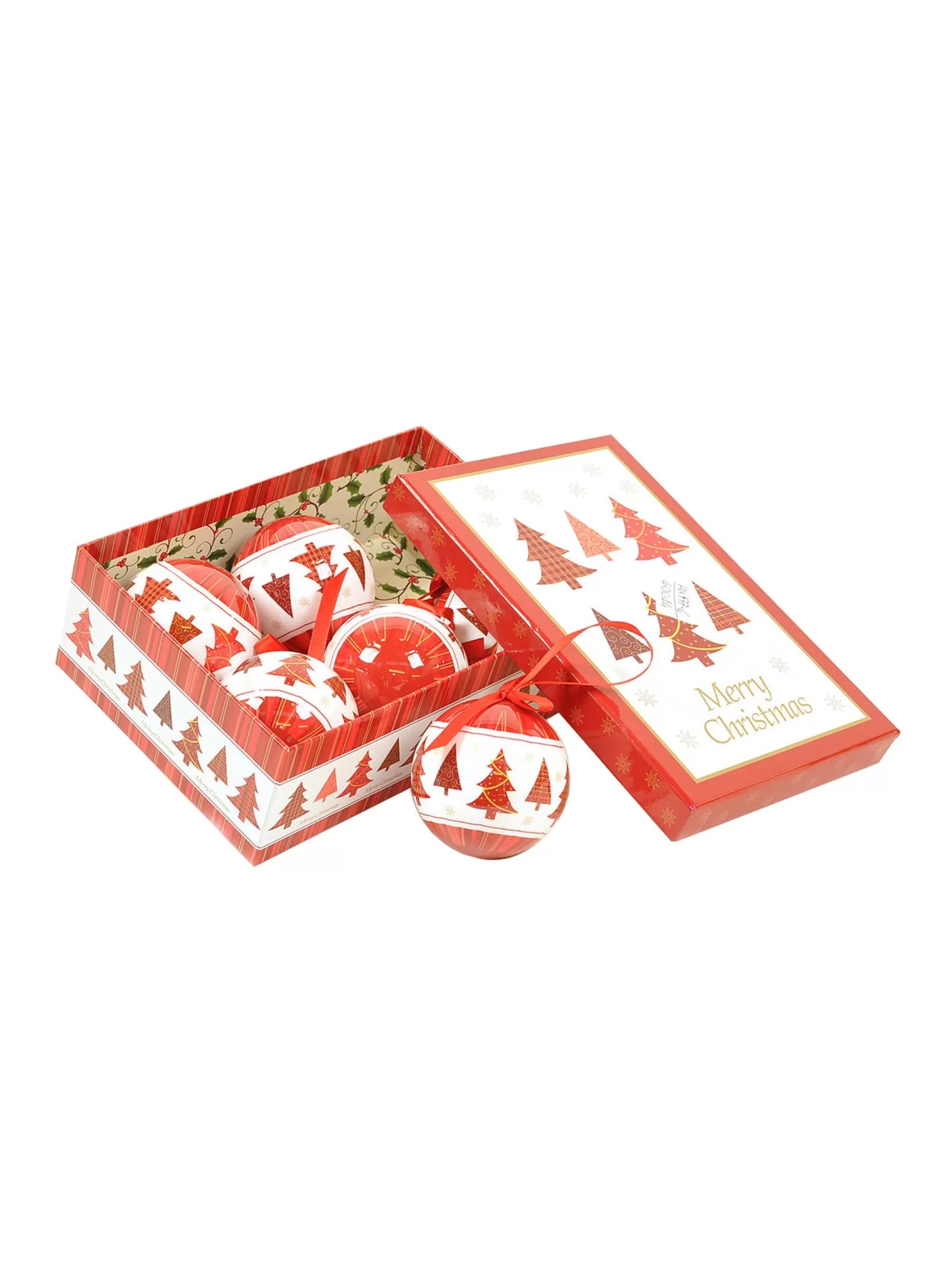 Dmora Decorazioni<Box 6 sfere natalizie, bianco e