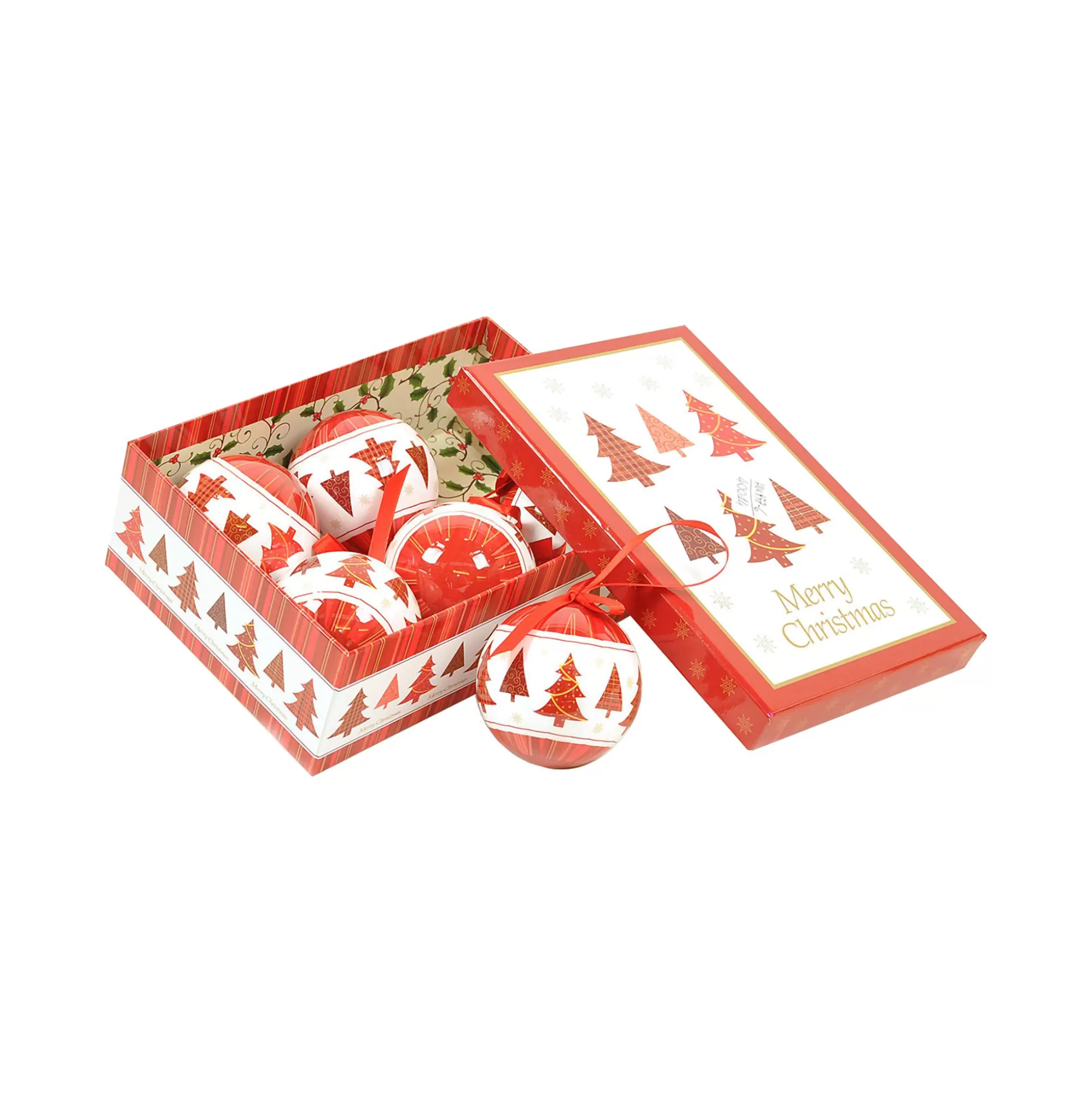 Dmora Decorazioni<Box 6 sfere natalizie, bianco e