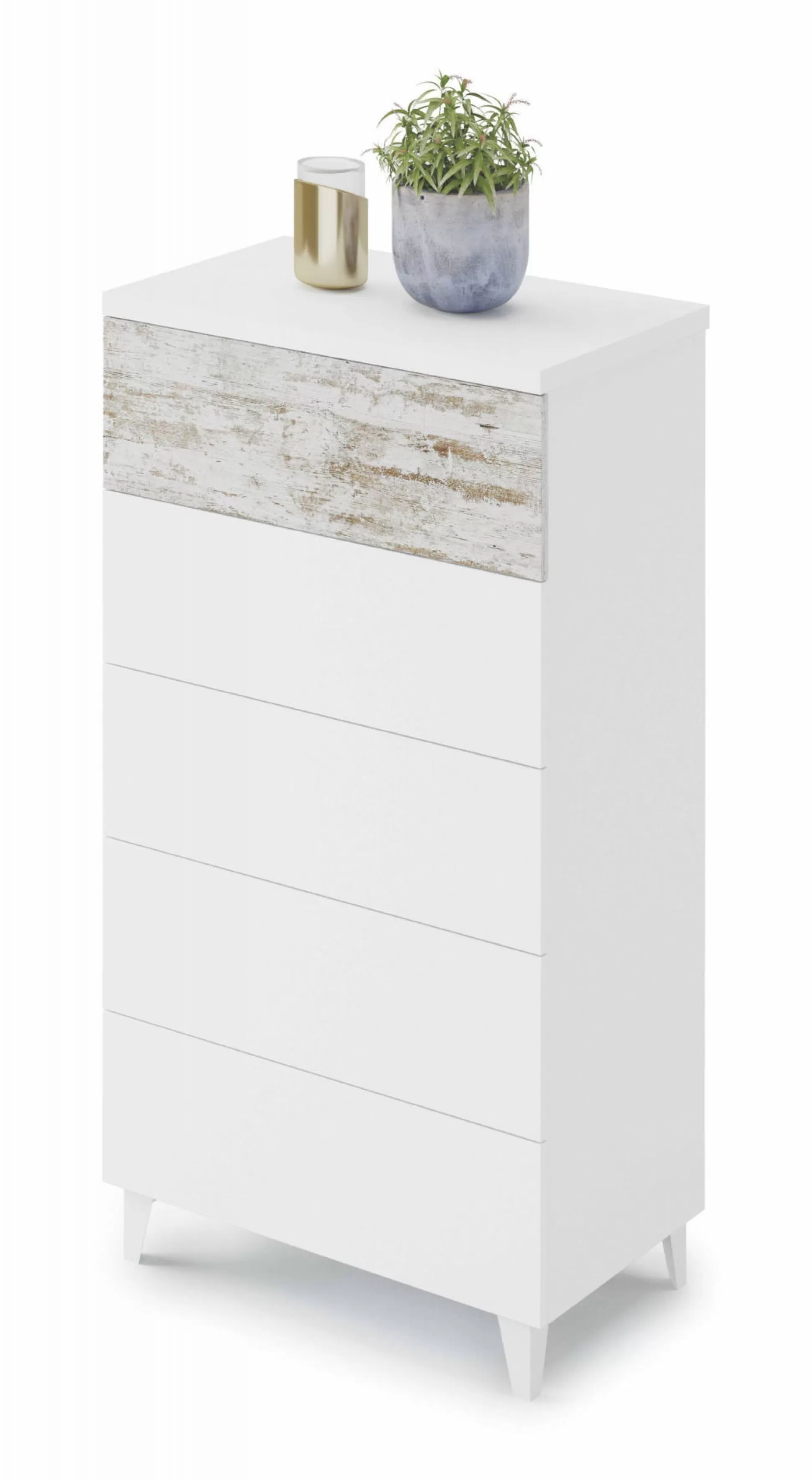 Dmora Cassettiere<Cassettiera Aaron, 61x40h117 cm, con dettaglio