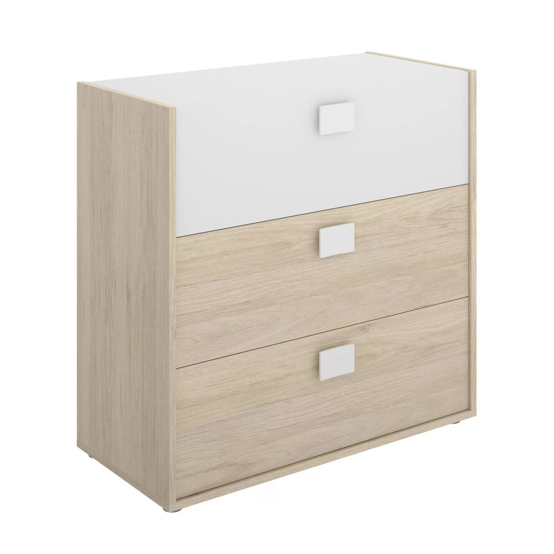 Dmora Cassettiere<Cassettiera Alibaba, 80x43h81 cm, Rovere e Bianco