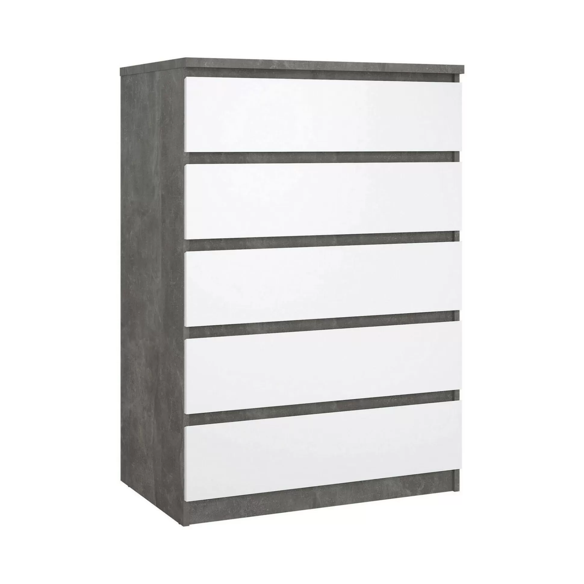 Dmora Cassettiere<Cassettiera Ansel, 50x77 h111 cm, Cemento e Bianco