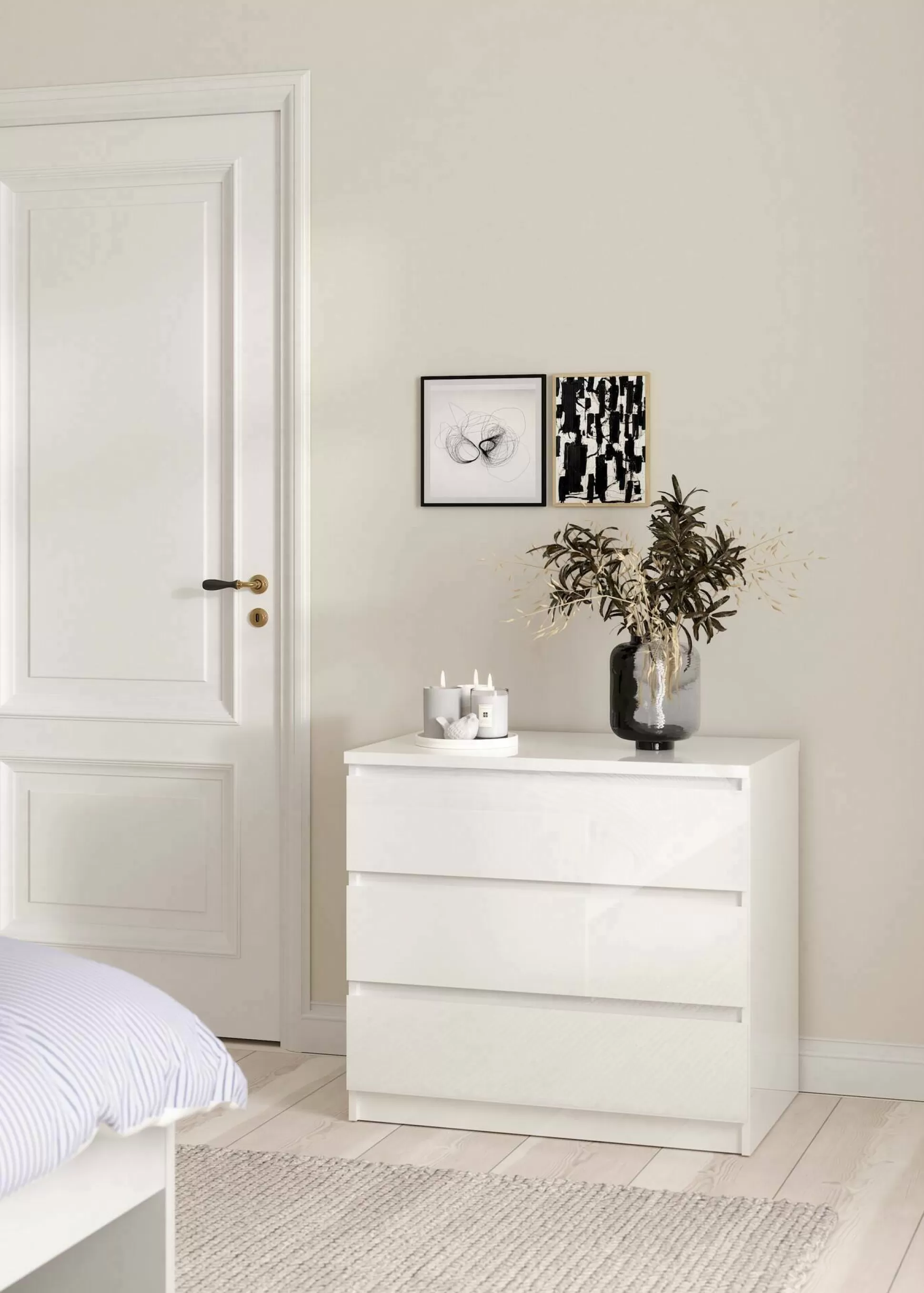 Dmora Cassettiere<Cassettiera Artic, 77x50 h70 cm, Bianco