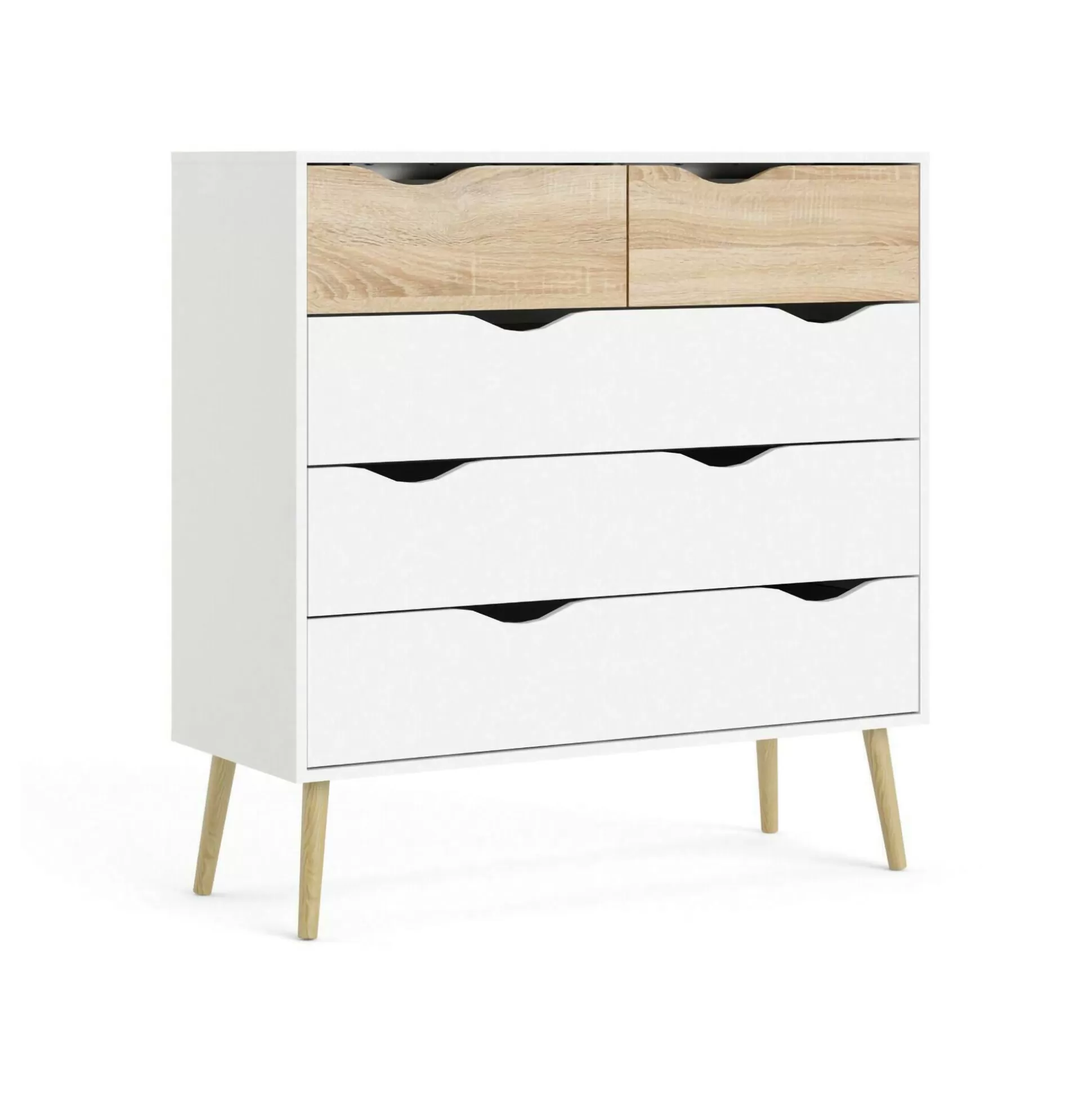 Dmora Cassettiere<Cassettiera Aurelio, 98x39 h100 cm, Bianco e Quercia