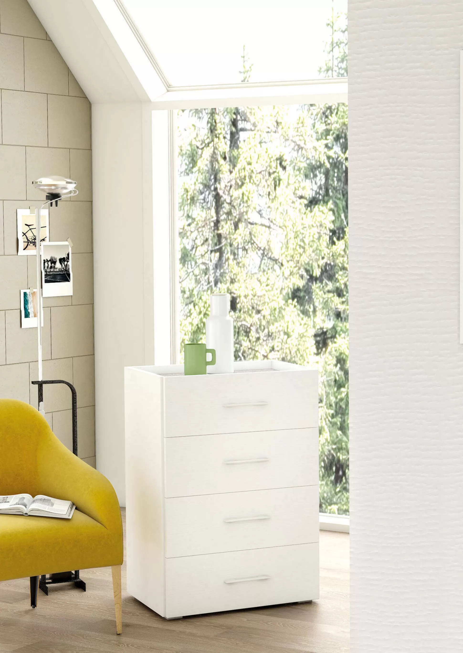 Dmora Cassettiere<Cassettiera Avim, 50x41h87 cm, Bianco e Cemento
