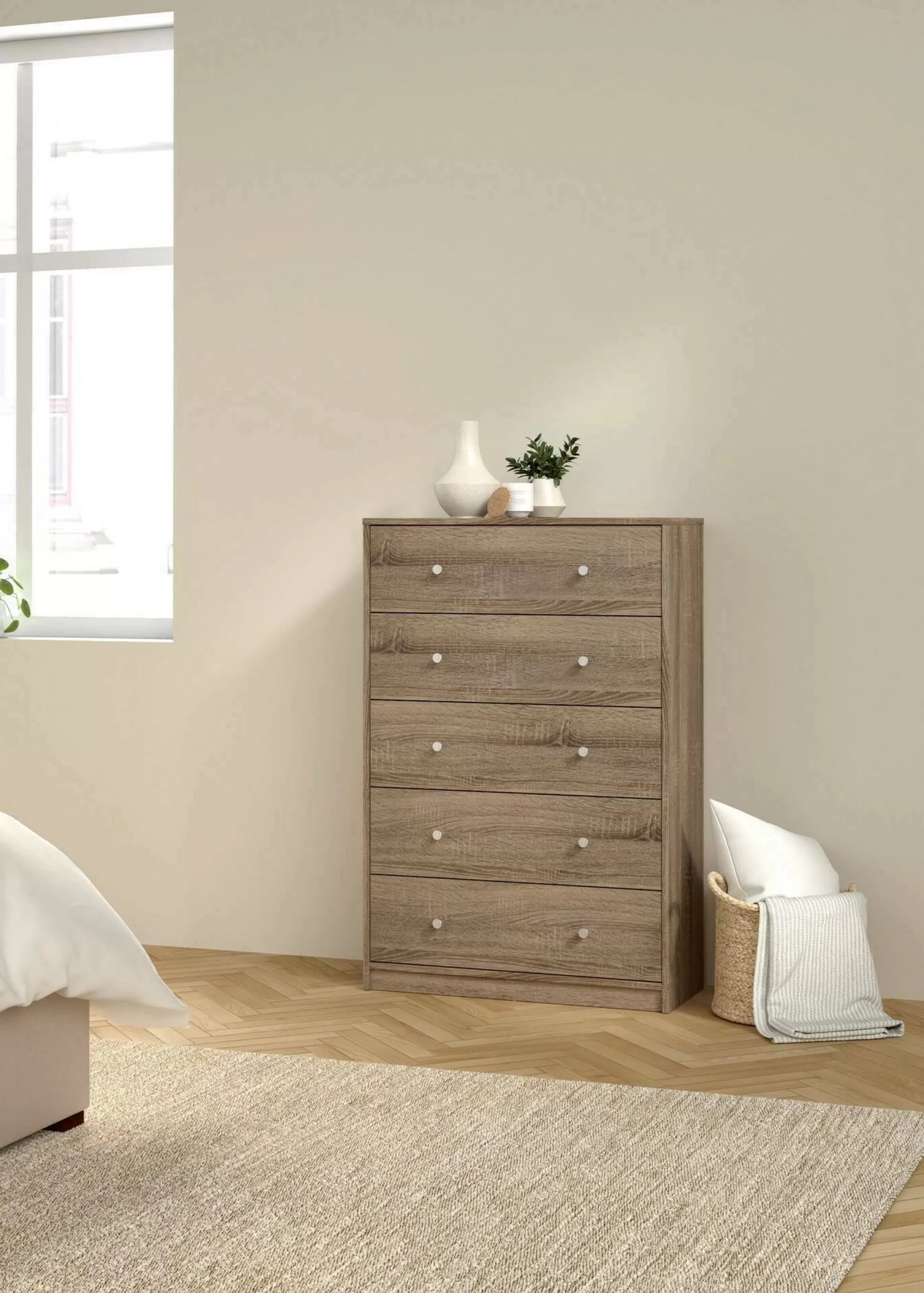 Dmora Cassettiere<Cassettiera Contessa, 30x72 h108 cm, Rovere