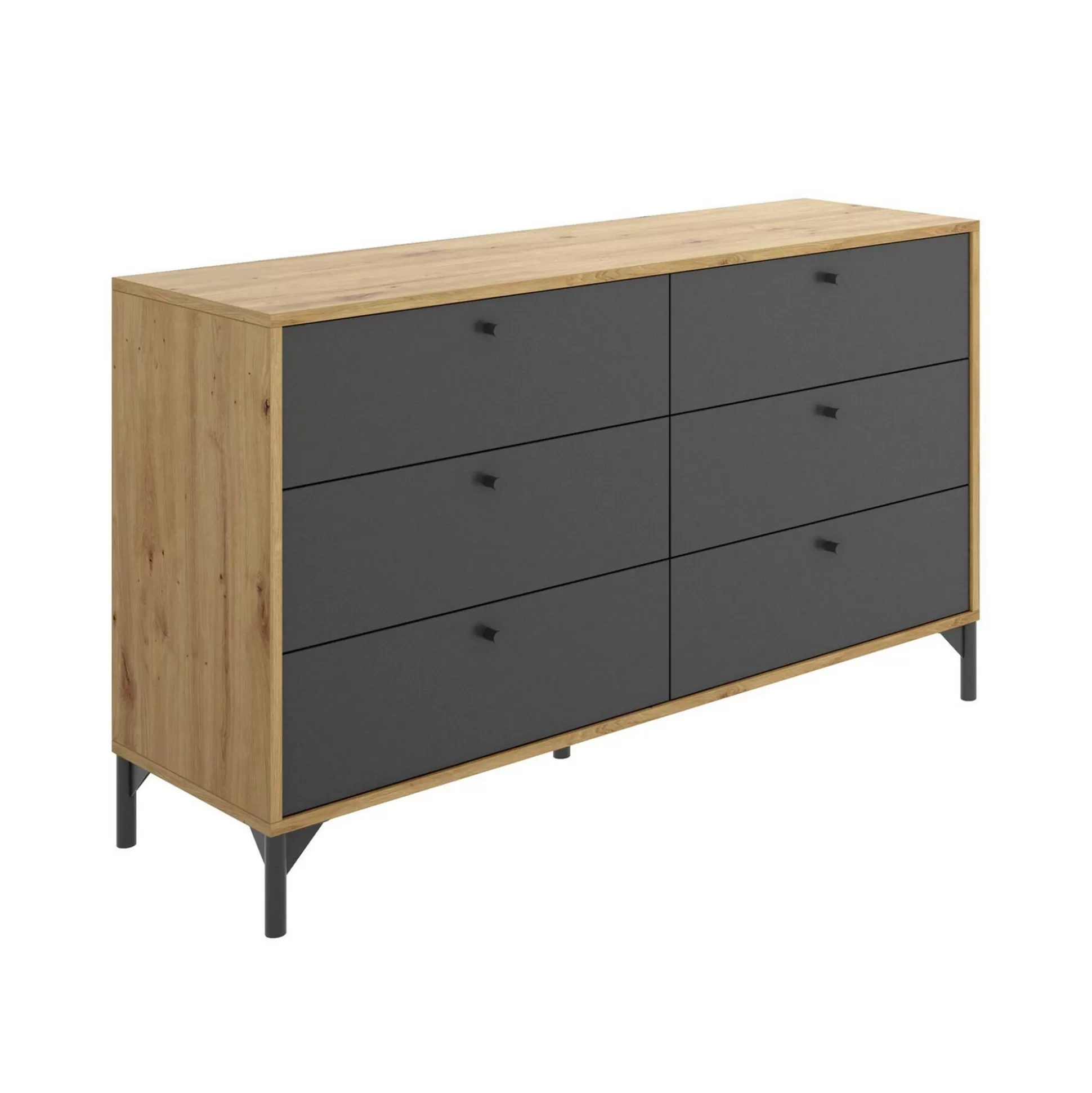 Dmora Cassettiere<Cassettiera Dlogozz, 120x40h82 cm, Rovere e Antracite