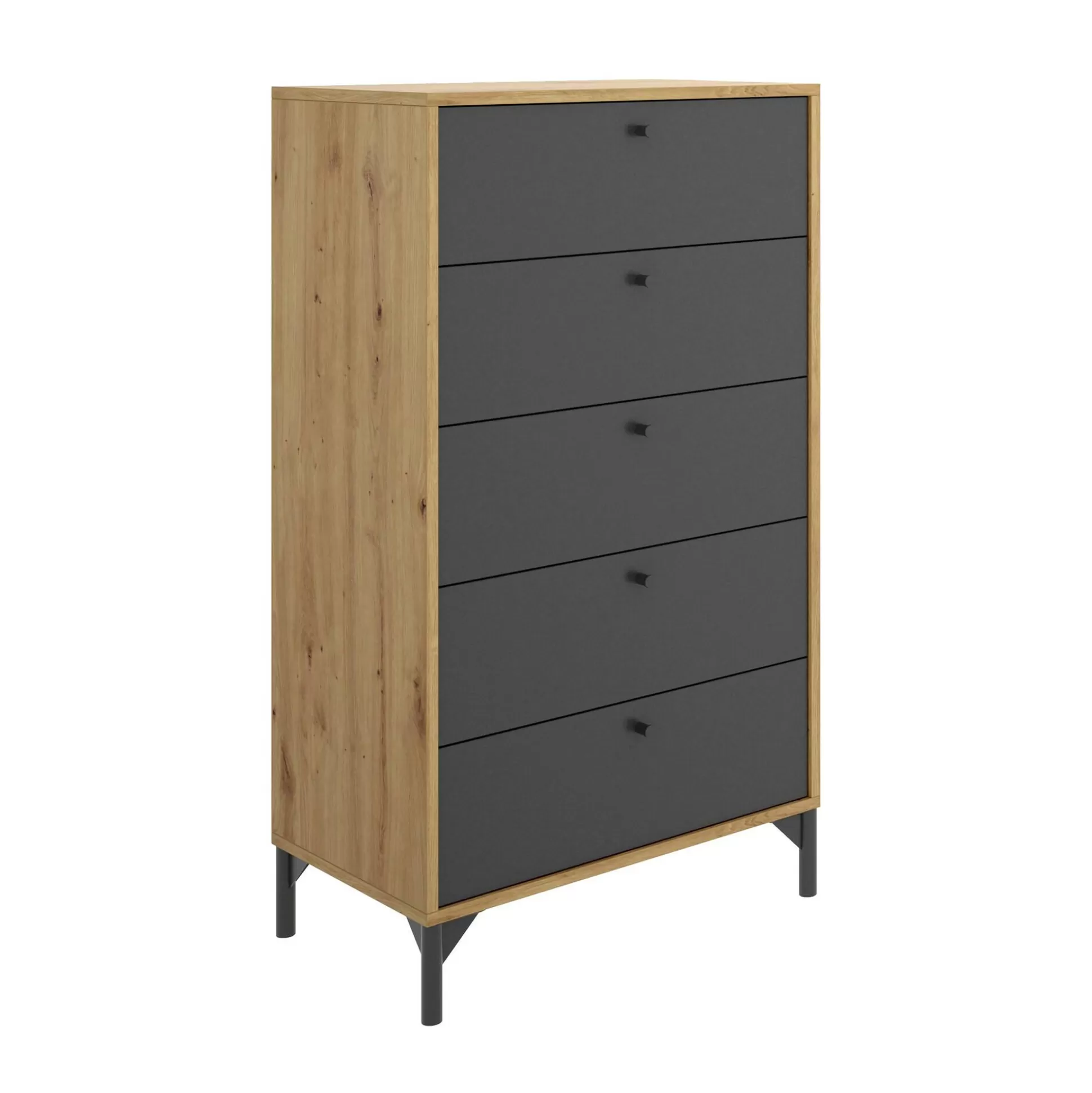 Dmora Cassettiere<Cassettiera Dlovati, 60x40h127 cm, Rovere e Antracite