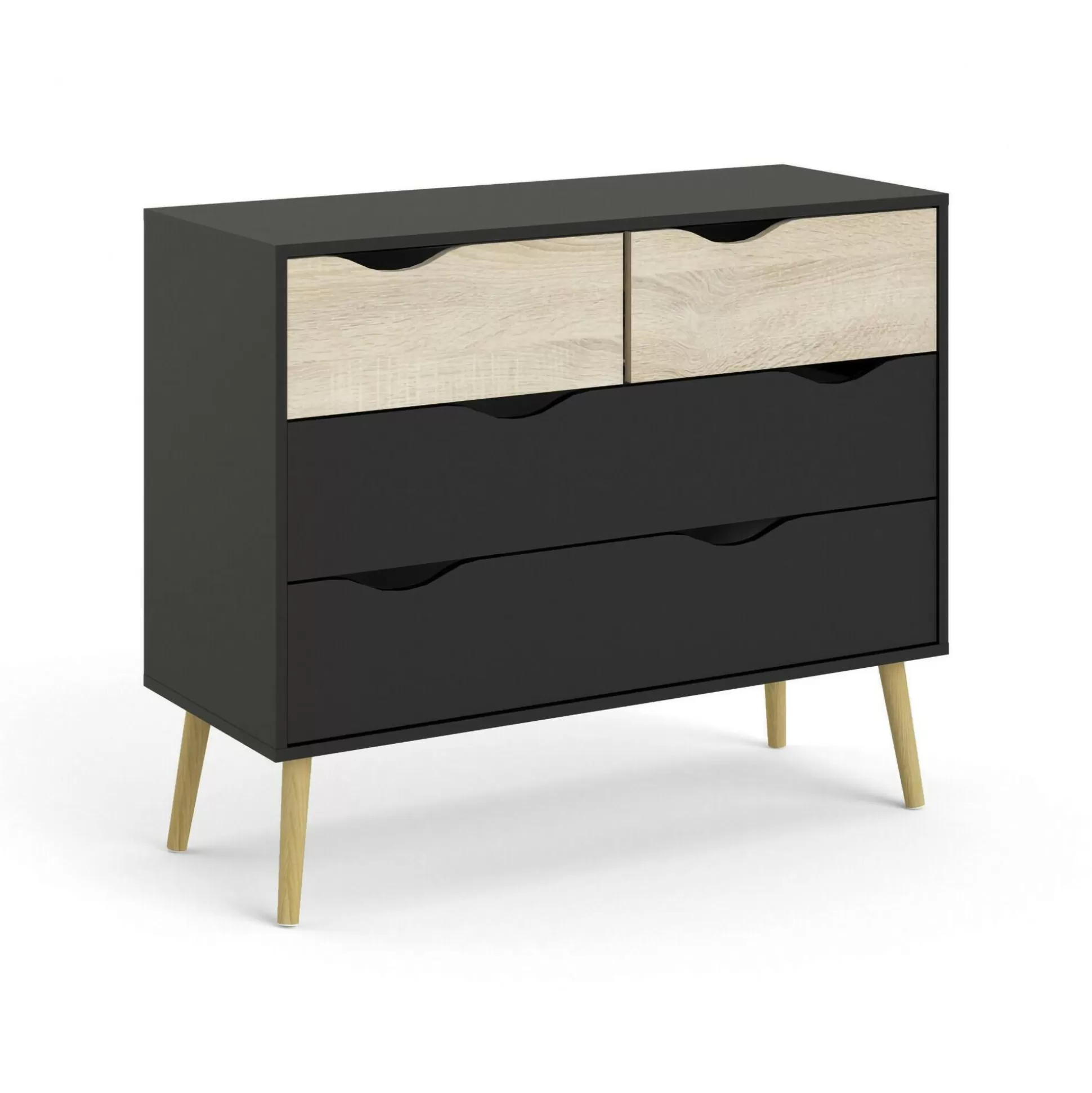 Dmora Cassettiere<Cassettiera Dretso, 99x39 h82 cm, Nero e Quercia