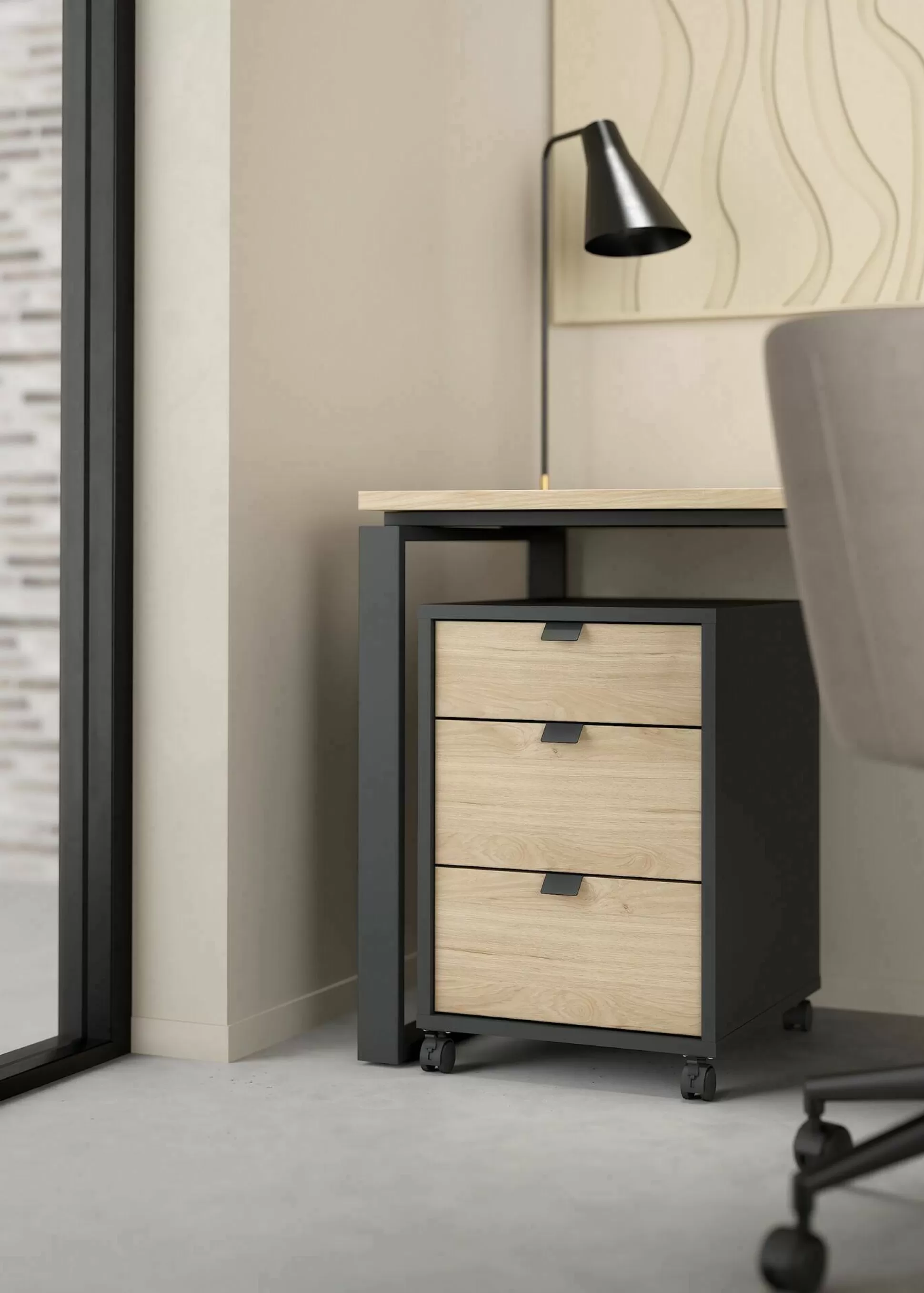 Dmora Cassettiere<Cassettiera Drispol, 48x41 h61 cm, Rovere e Grigio