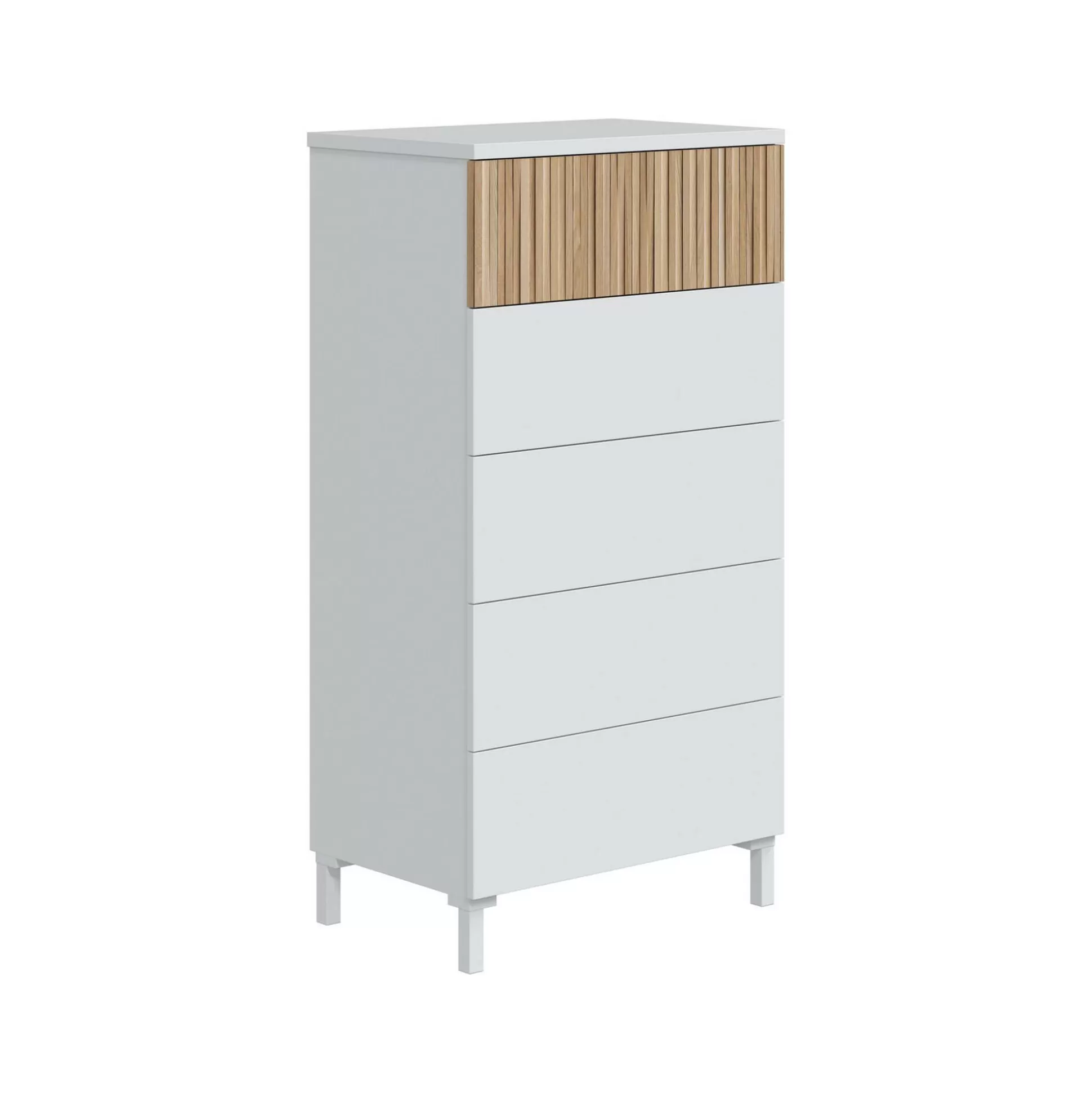 Dmora Cassettiere<Cassettiera Dzorr, 61x40 h118 cm, Bianco e Rovere