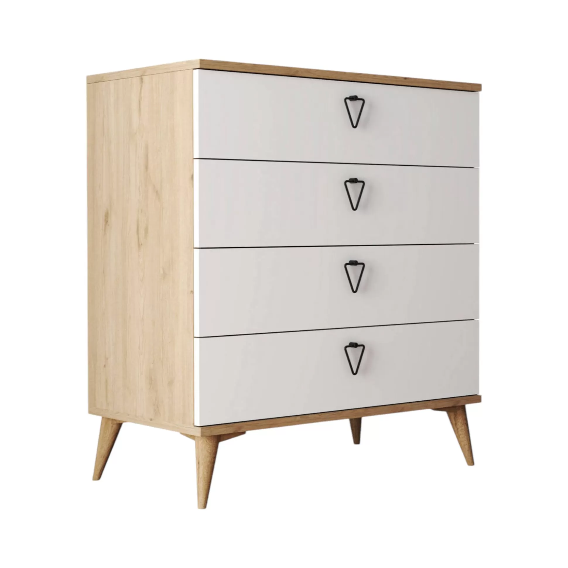 Dmora Cassettiere<Cassettiera Paula, 80x45 h91 cm, Quercia e Bianco