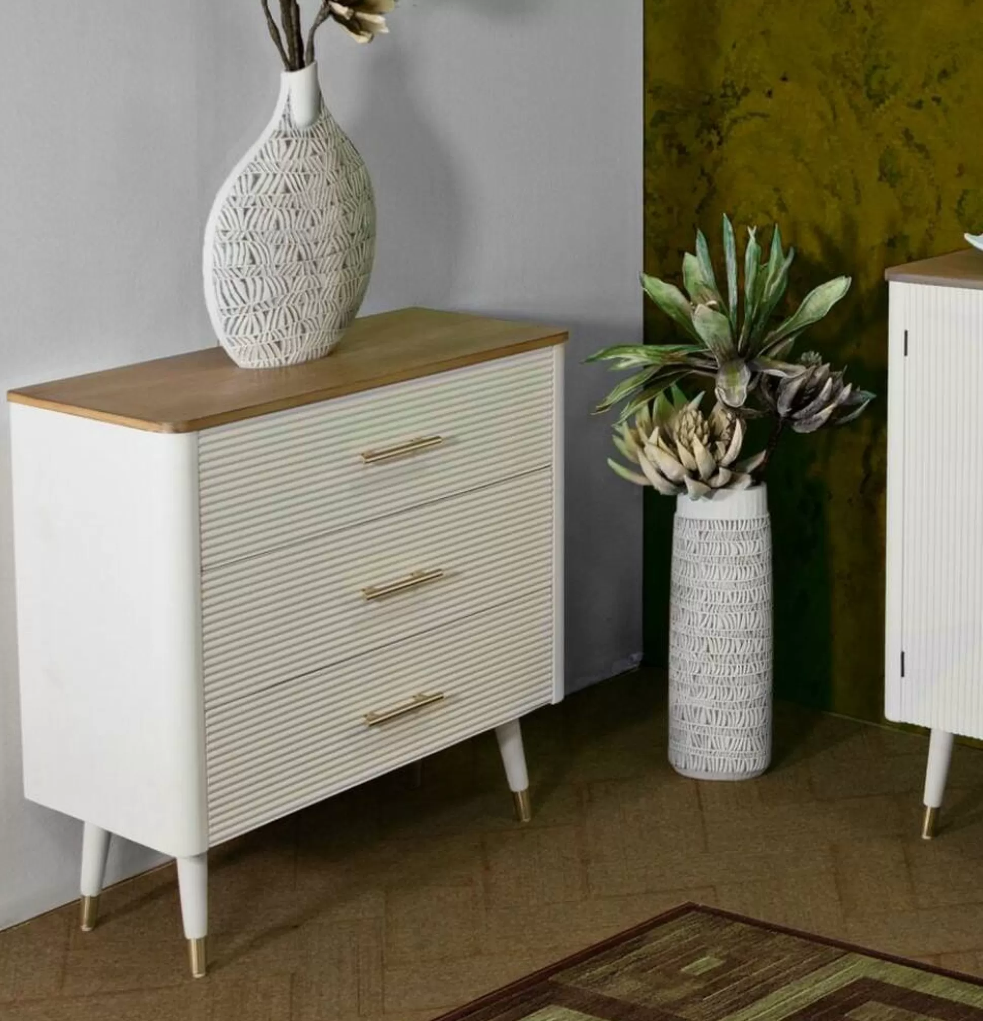 Dmora Cassettiere<Cassettiera Phaidone, 78x37 h80 cm, Bianco e Marrone